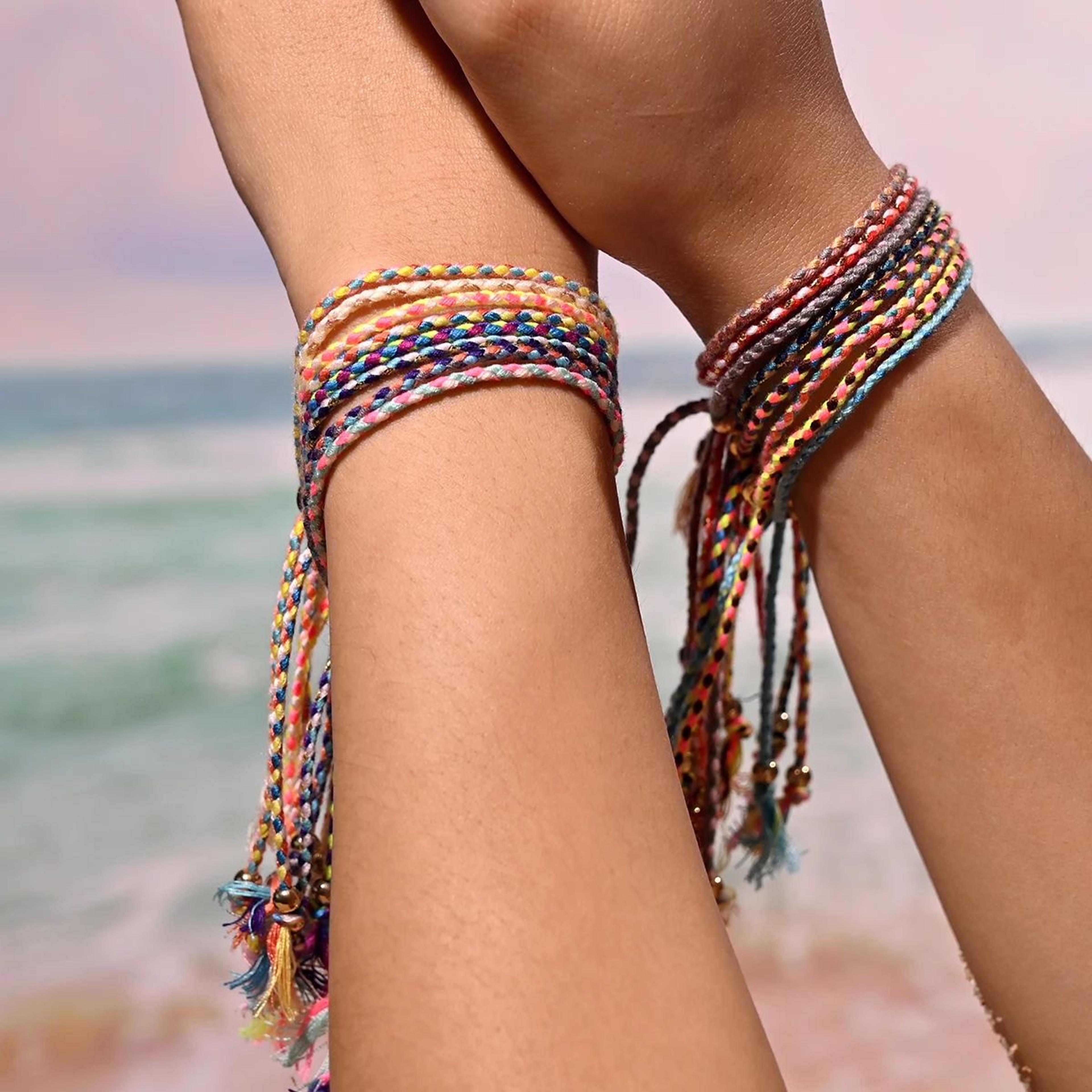 bohemian tassel friendship bracelet set