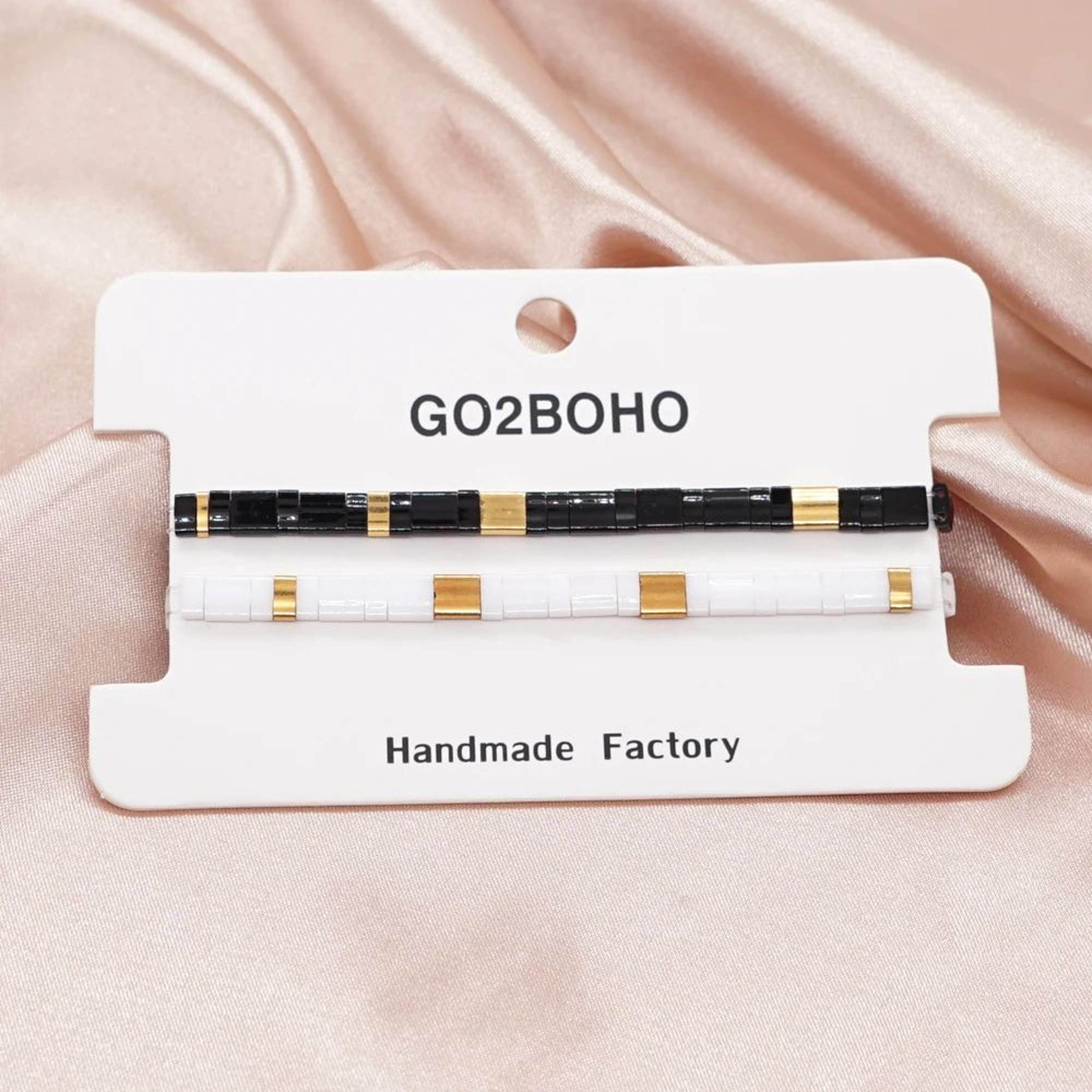 black white miyuki tila couple bracelet set