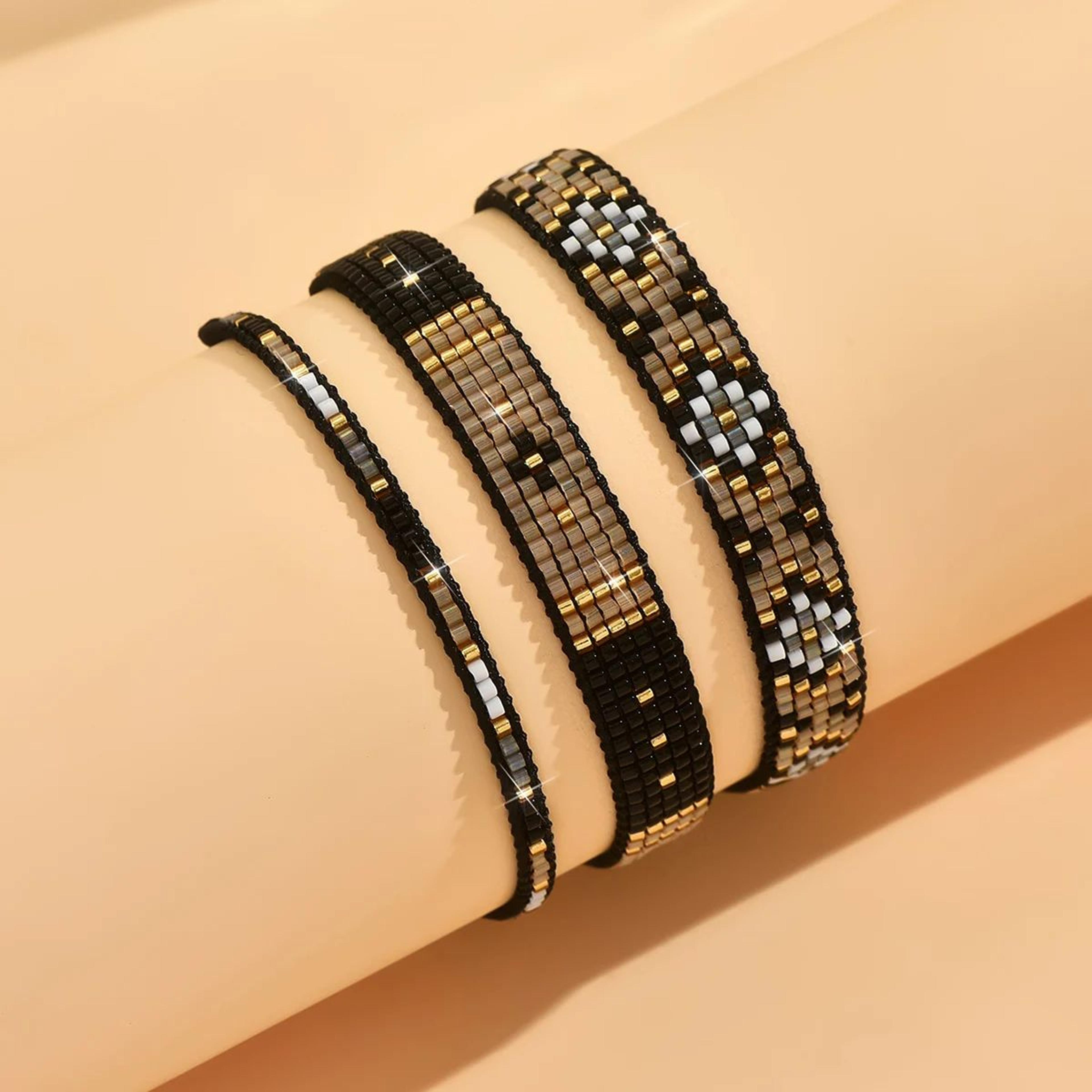 boho multicolor woven bead bracelet set