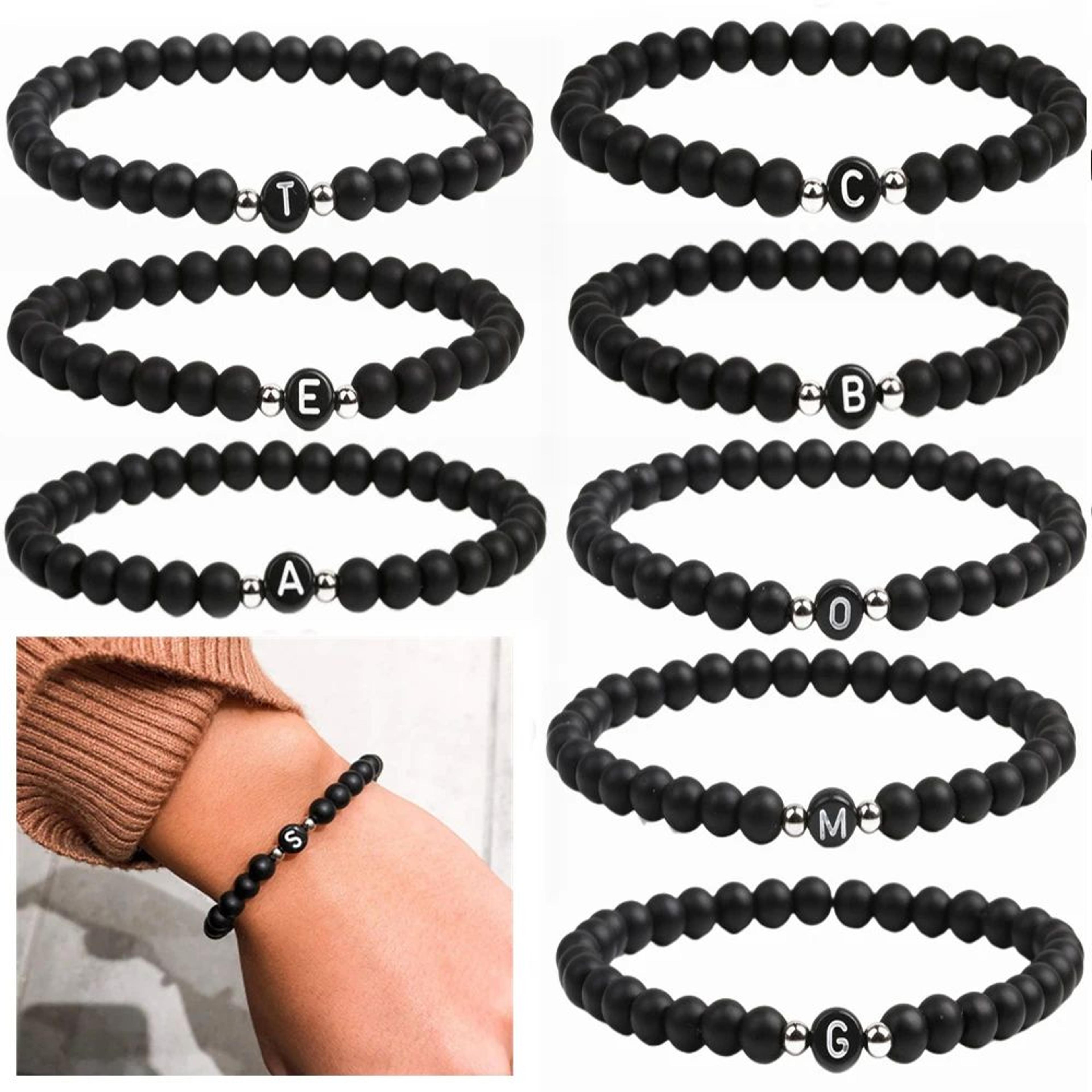 personalized letter bead stretch bracelet
