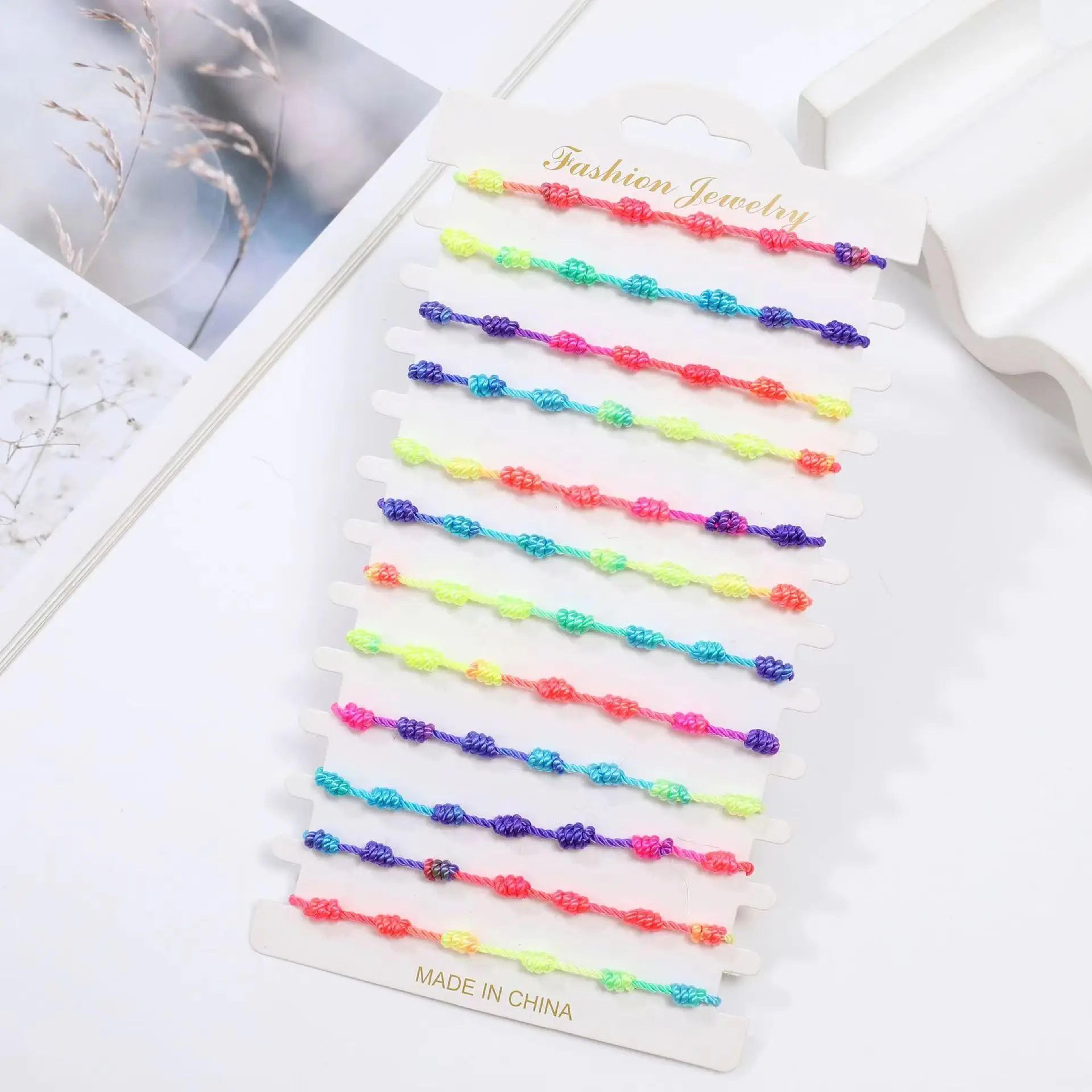 rainbow seven knot lucky bracelet set