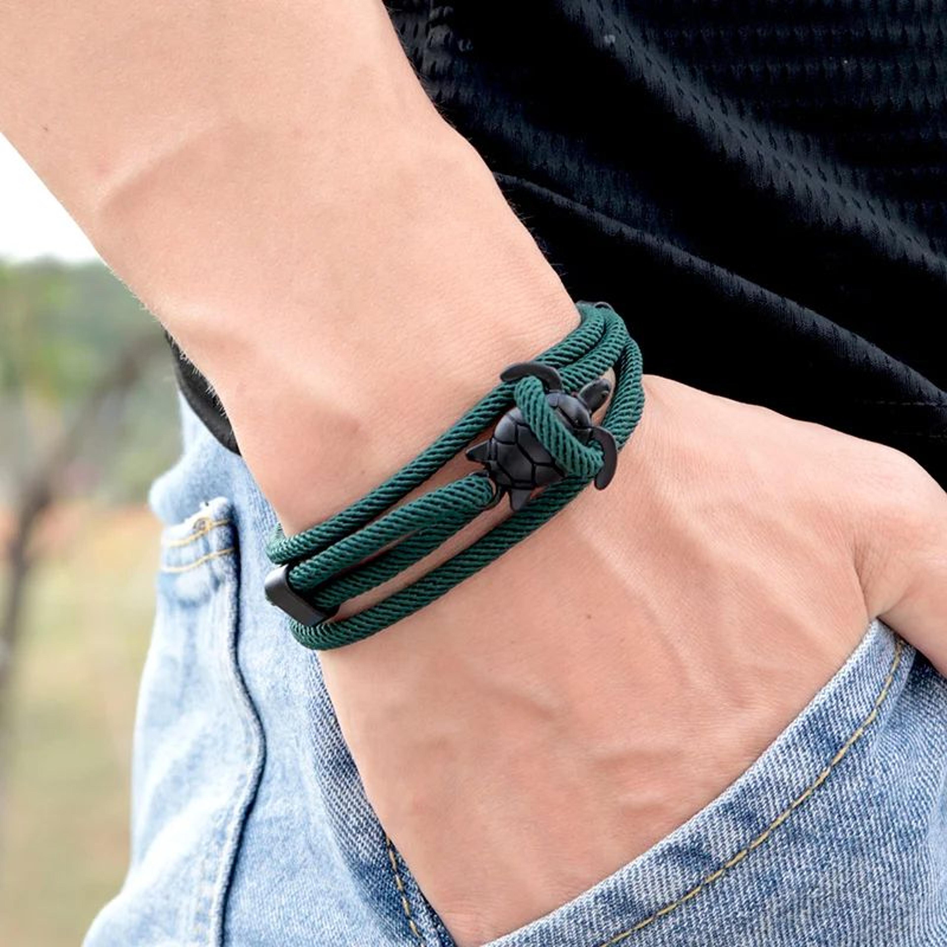 handwoven sea turtle rope bracelet for men