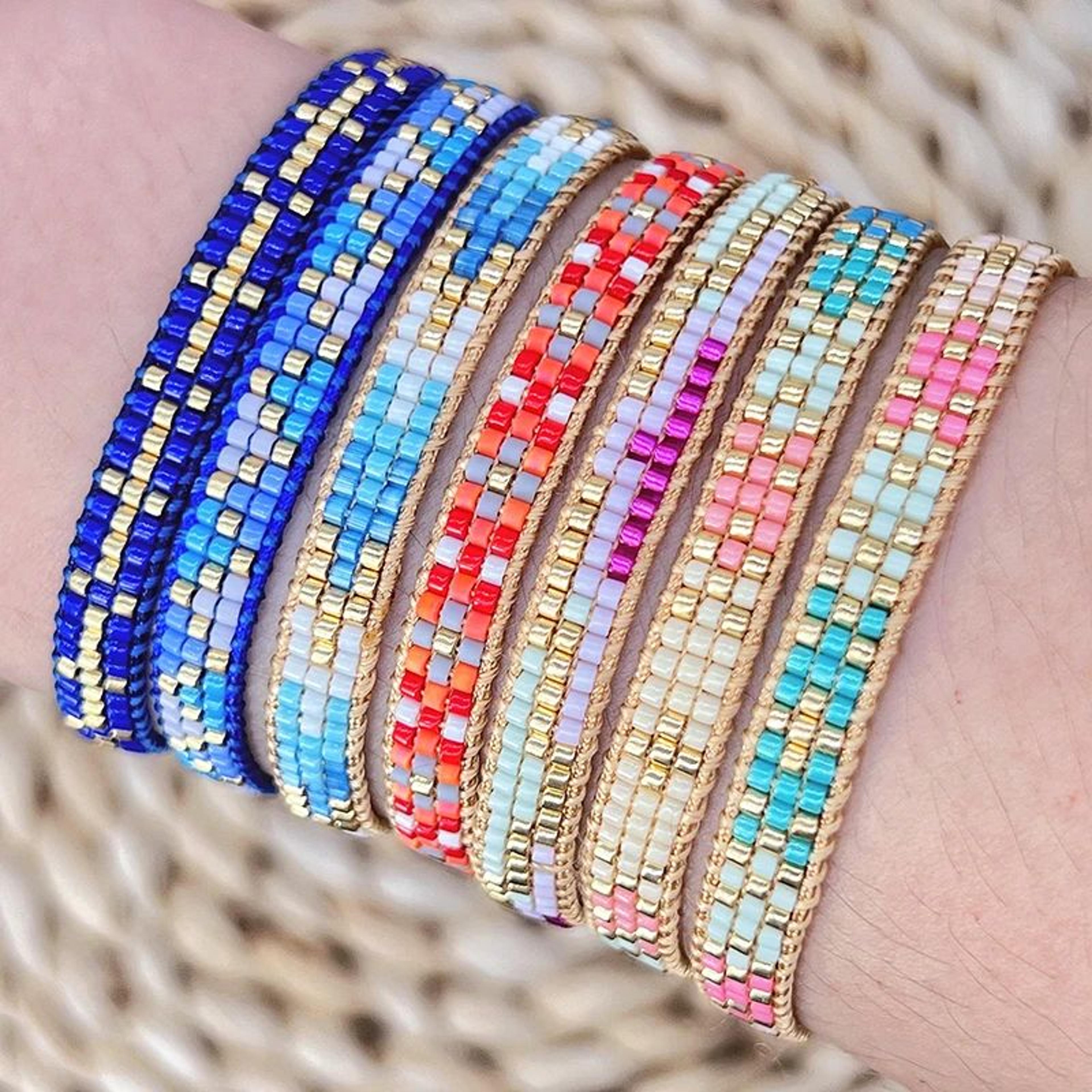 colorful miyuki glass bead woven bracelet