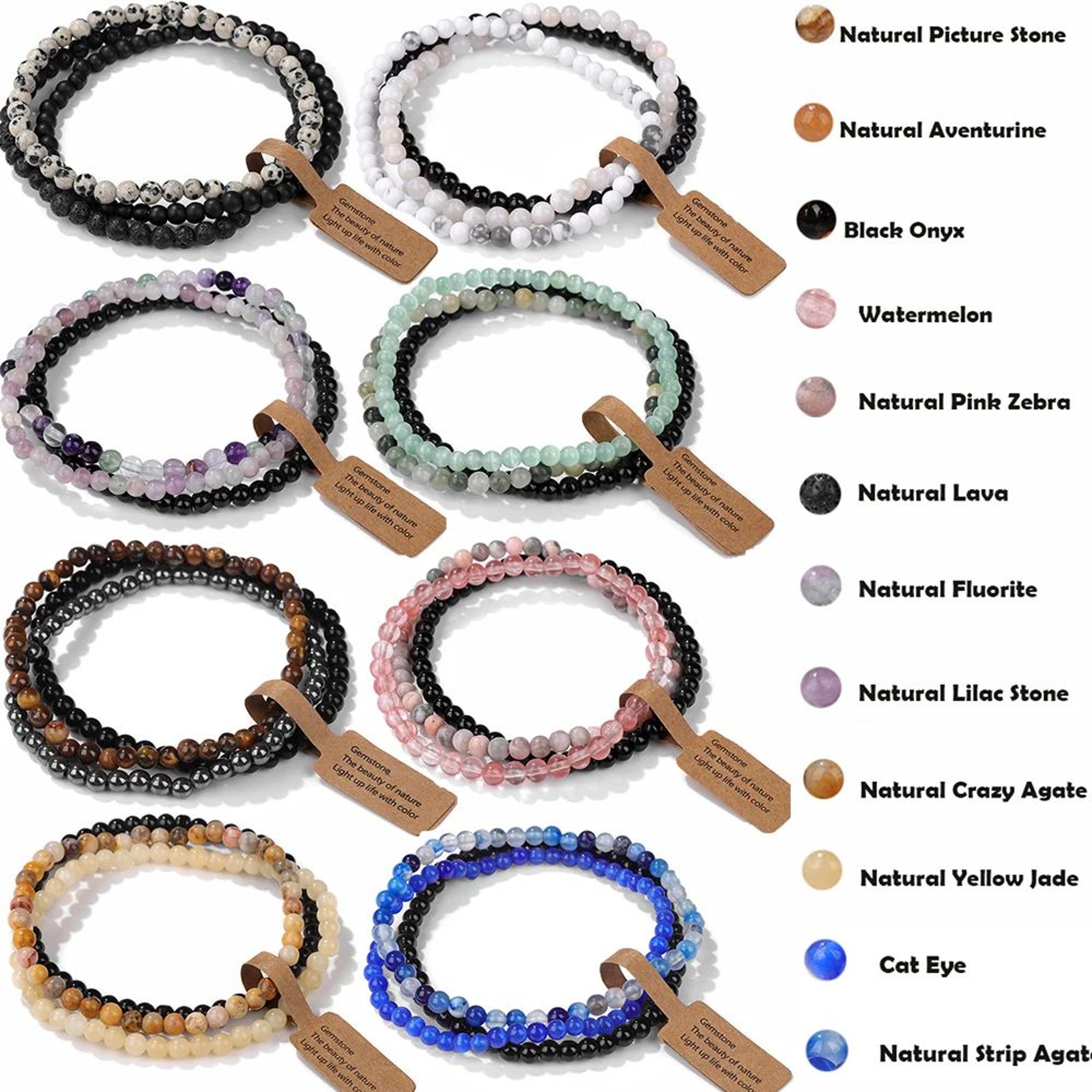 mini natural stone beaded bracelet set