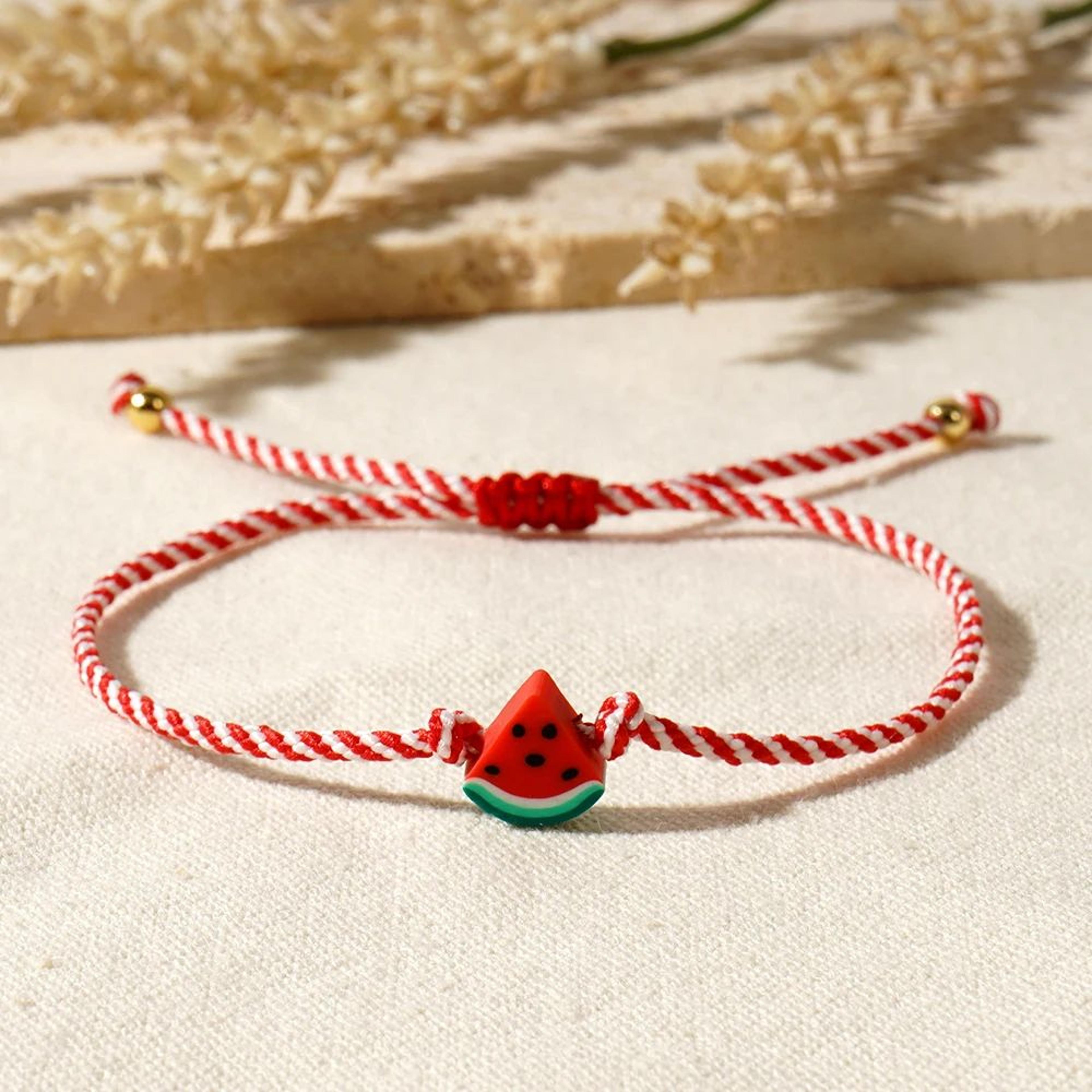 watermelon heishi friendship bracelet