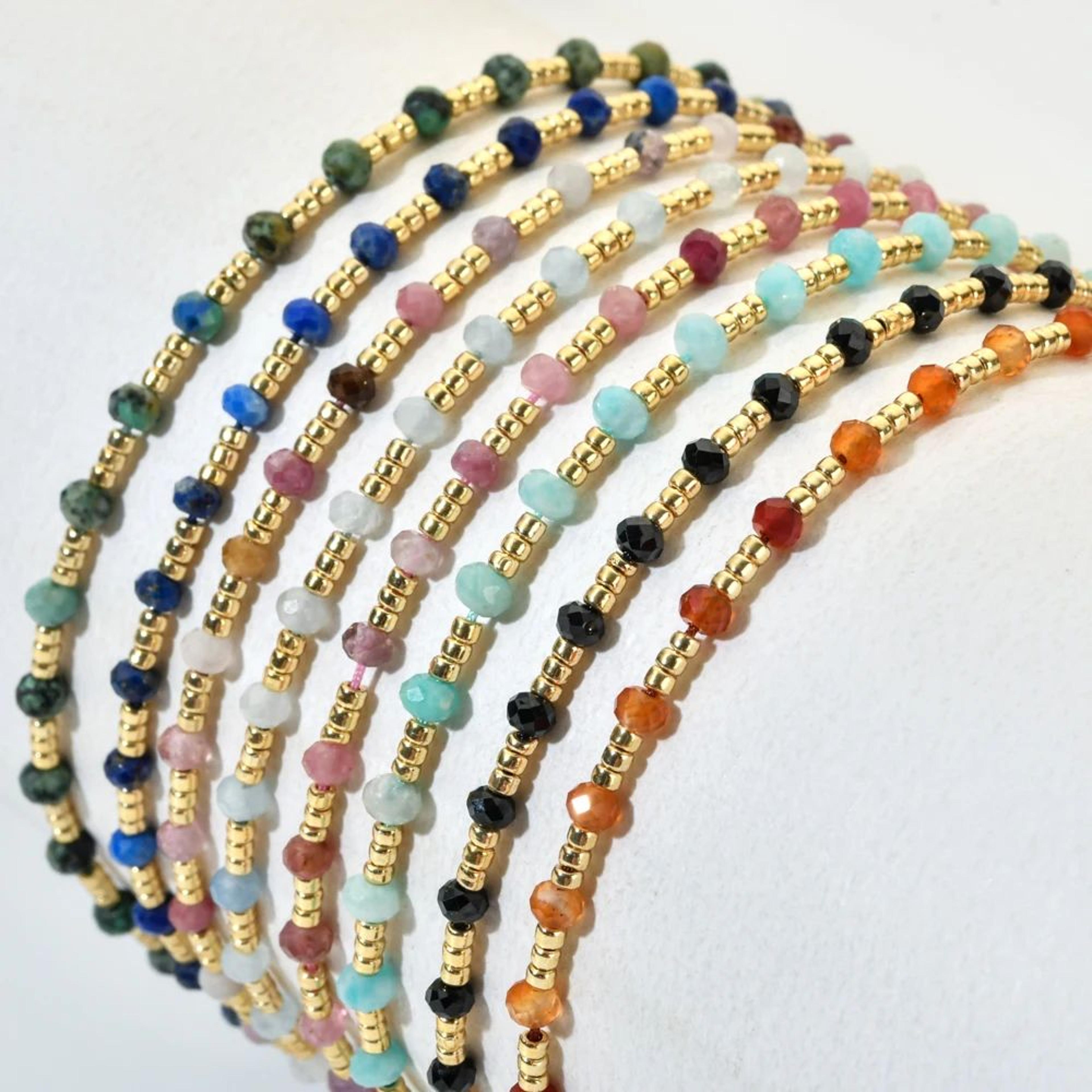 dainty natural stone beaded bracelet
