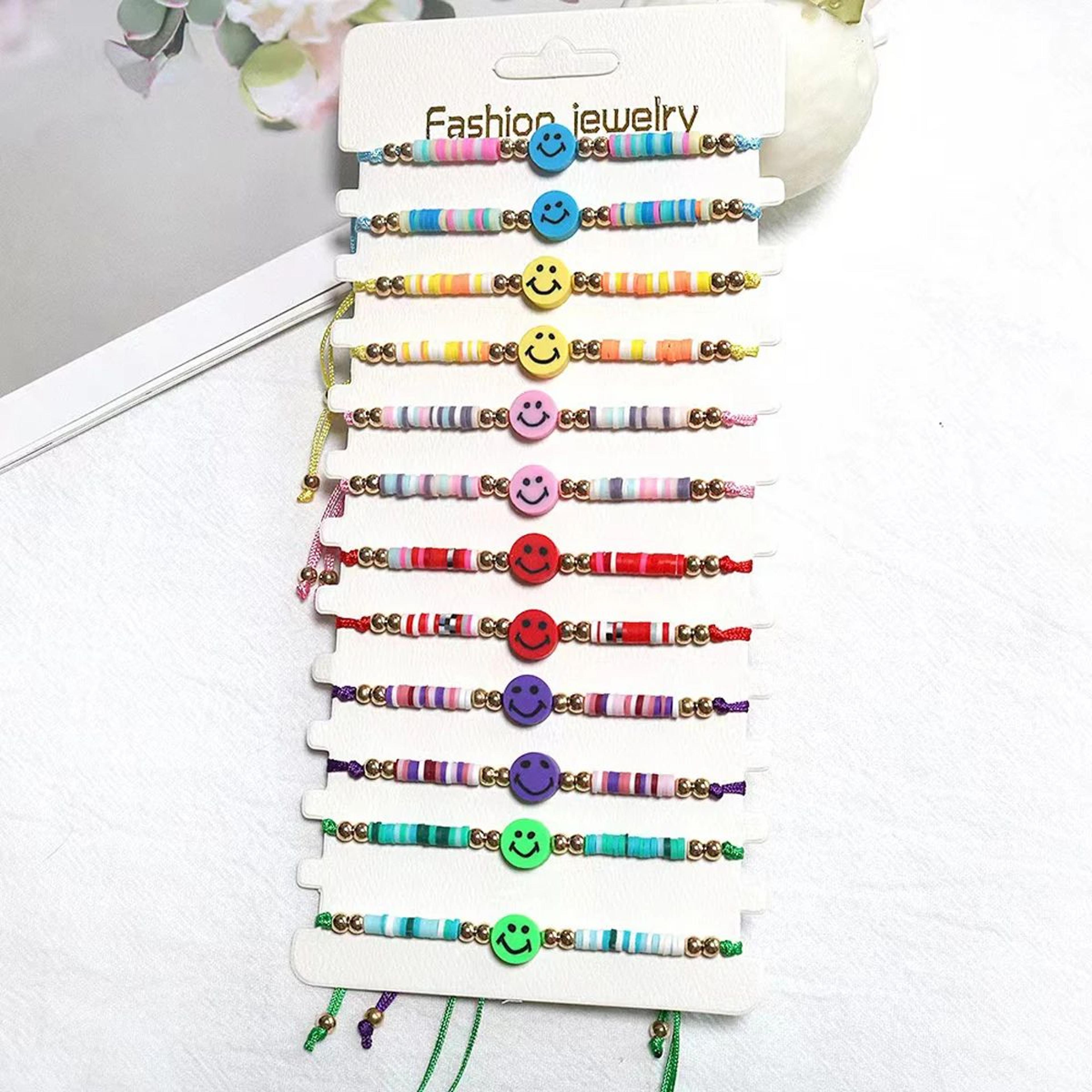 colorful smiley face friendship bracelet set