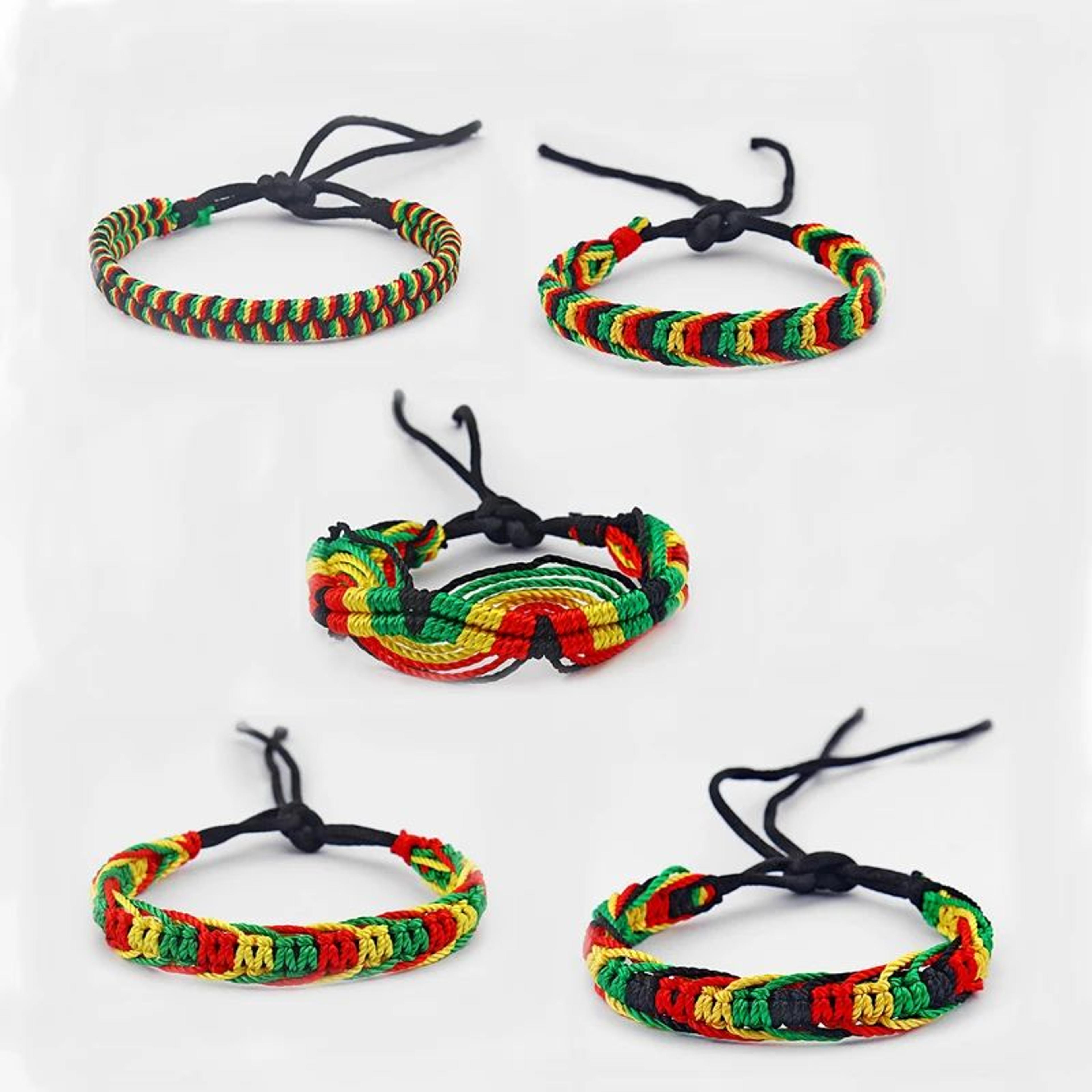 rasta reggae woven friendship bracelet set