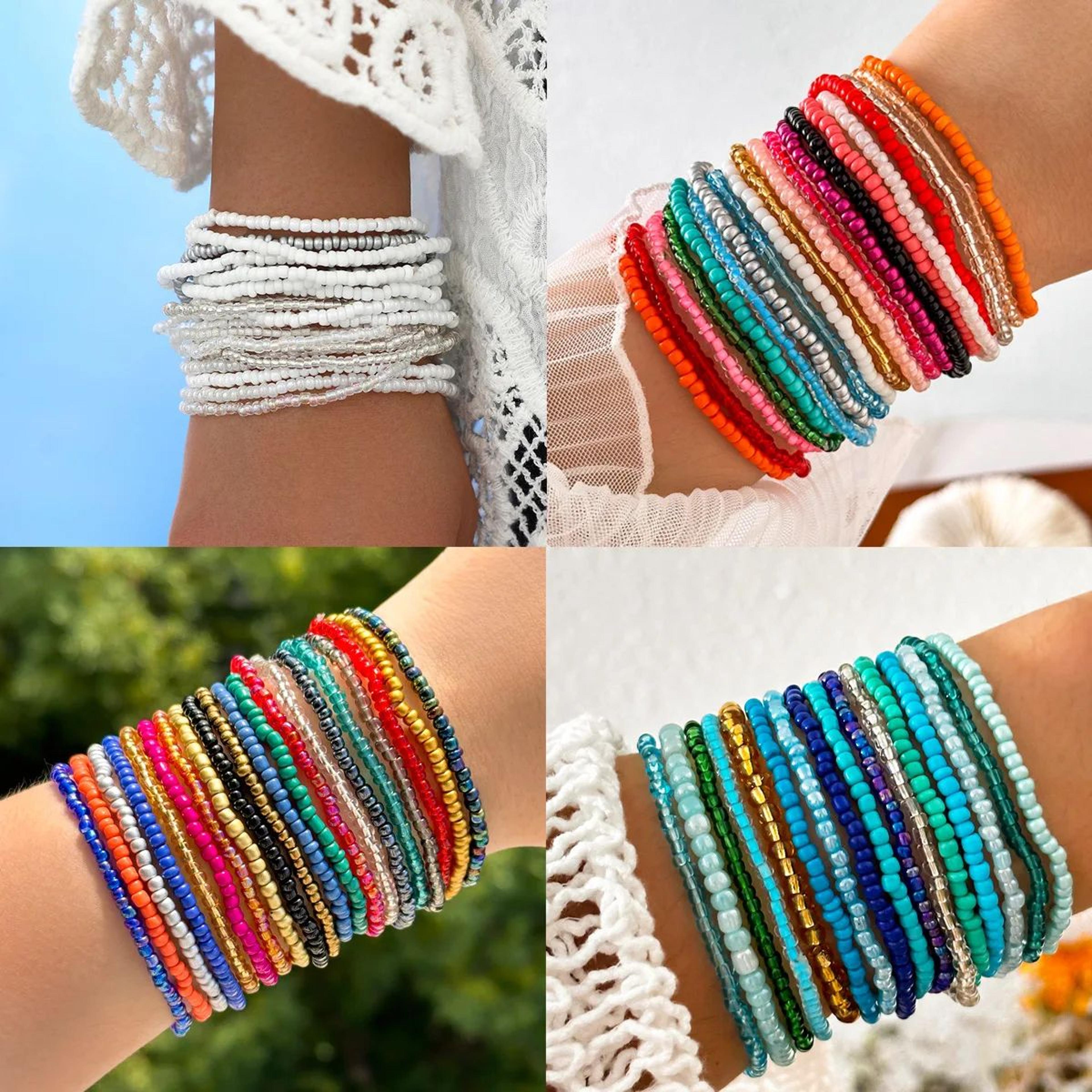gradient rice bead bracelet set