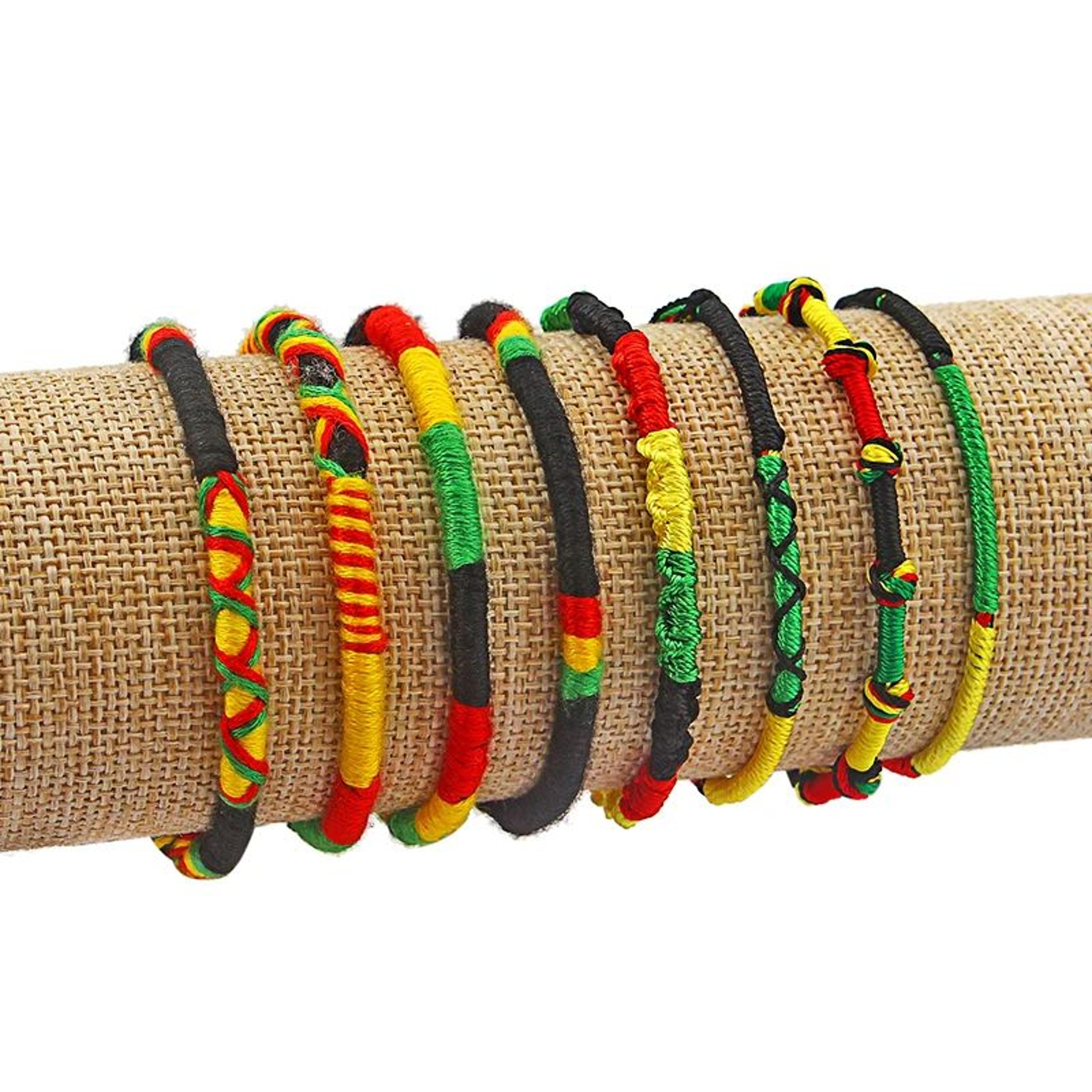 ethnic rasta braided friendship bracelet set
