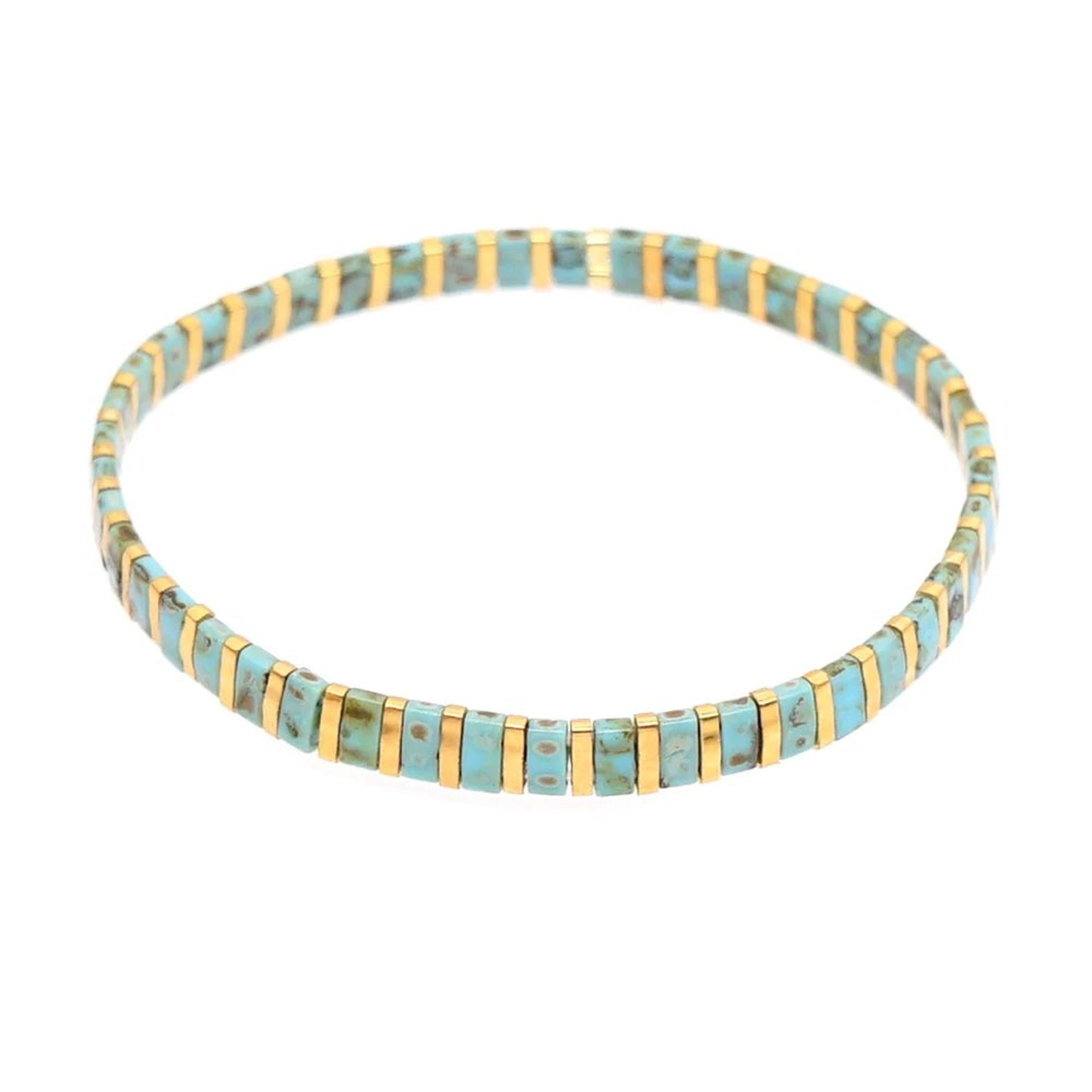 green miyuki tila beaded couple bracelet set