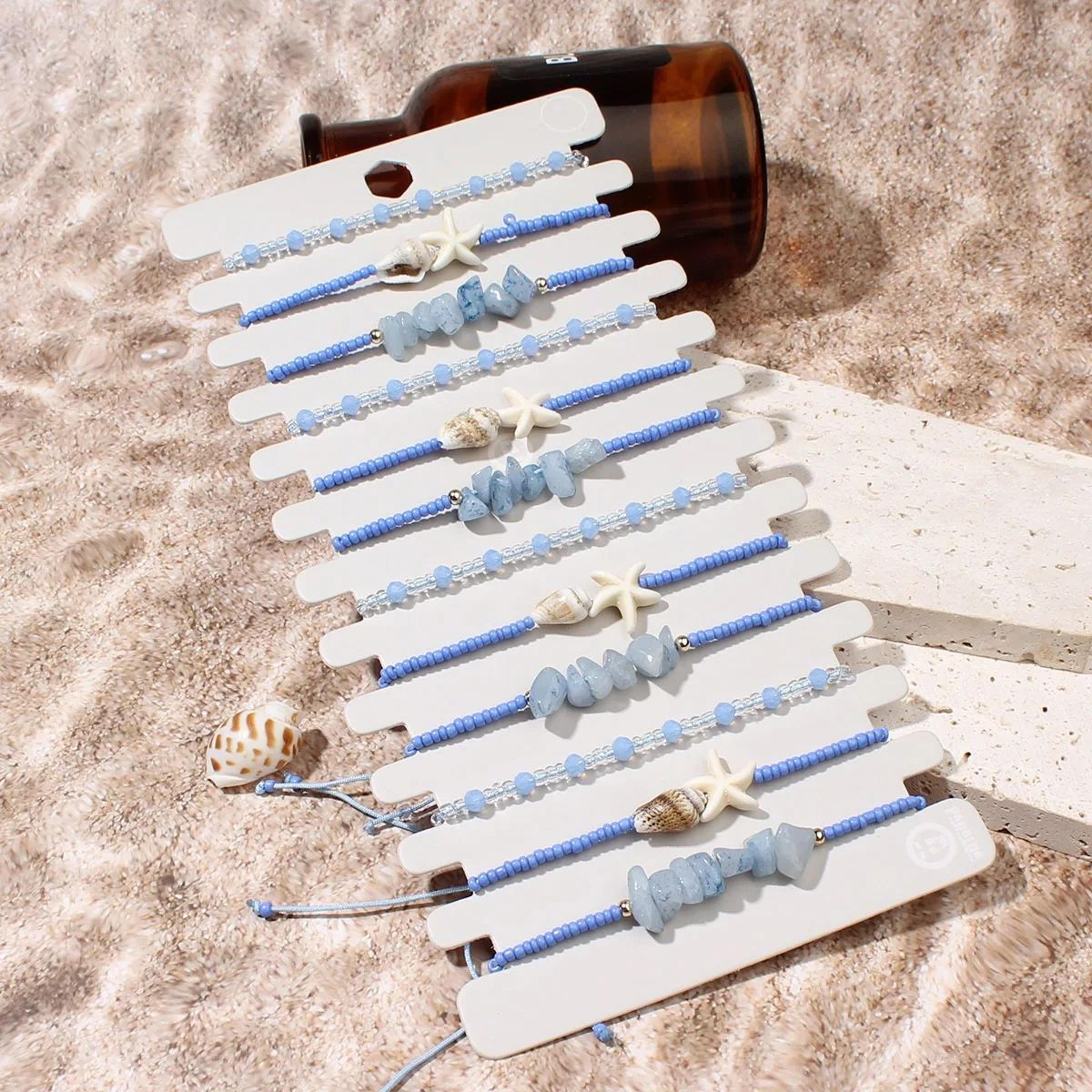 ocean blue boho beaded bracelet set