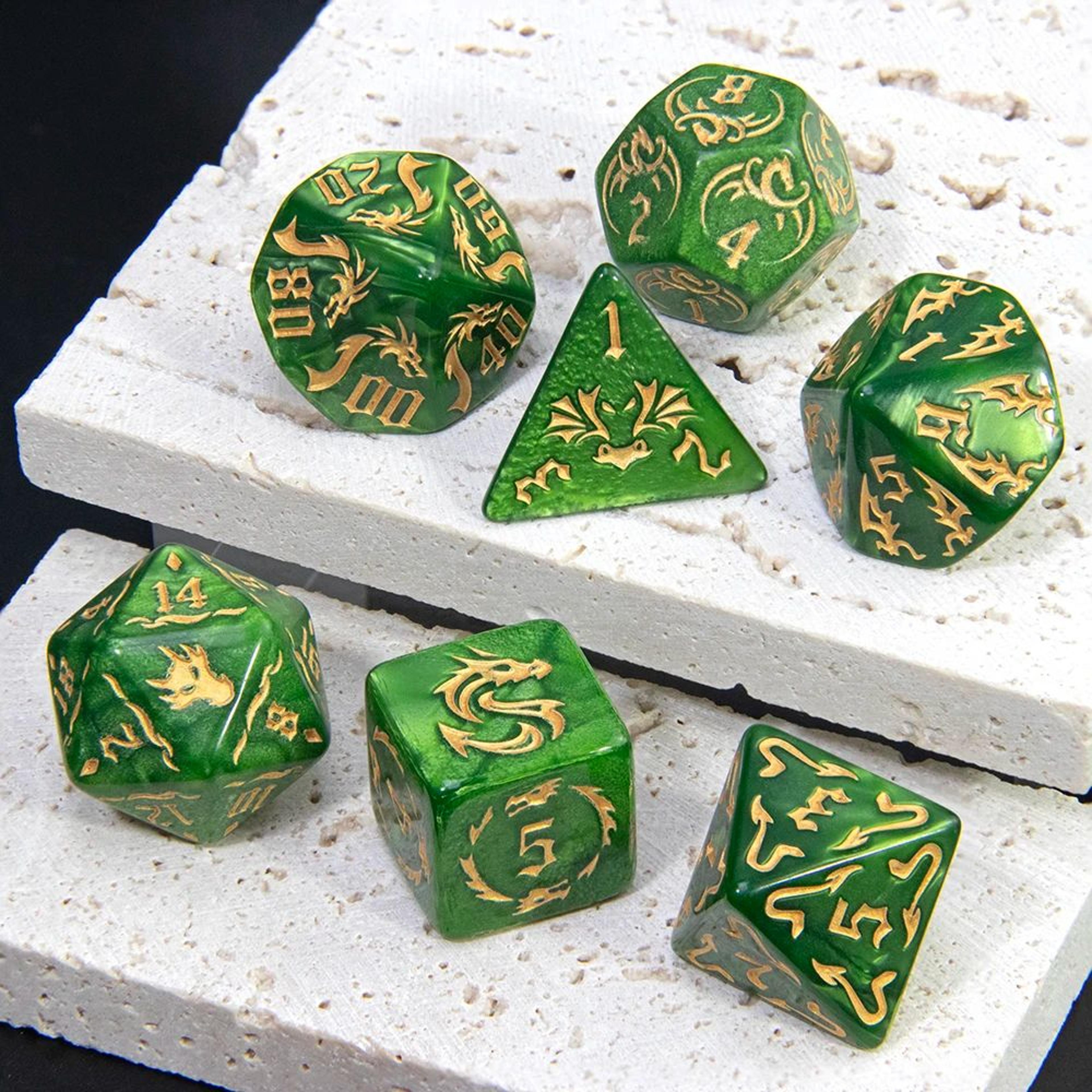 dragon marble polyhedral rpg dice set
