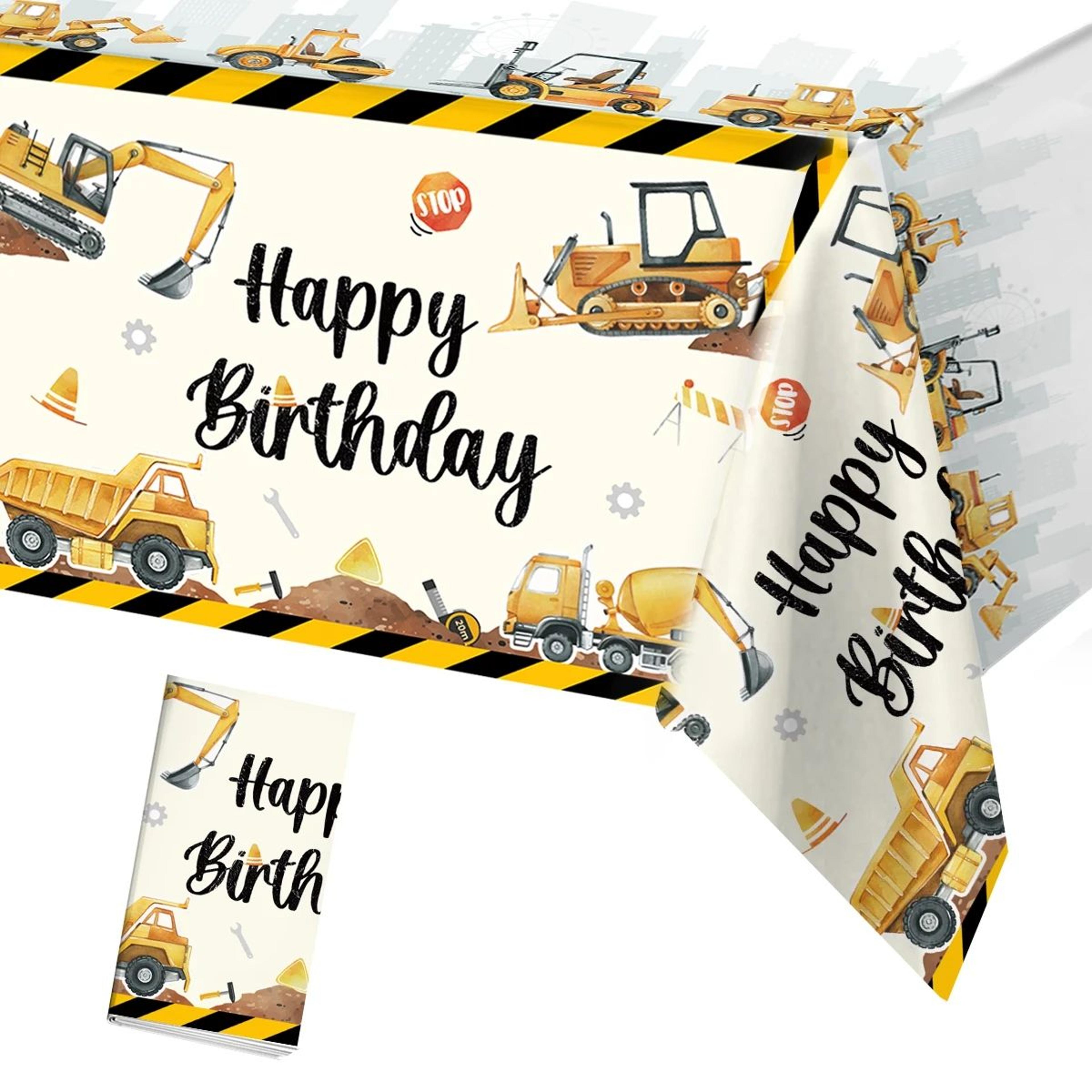 construction truck happy birthday party tablecloth