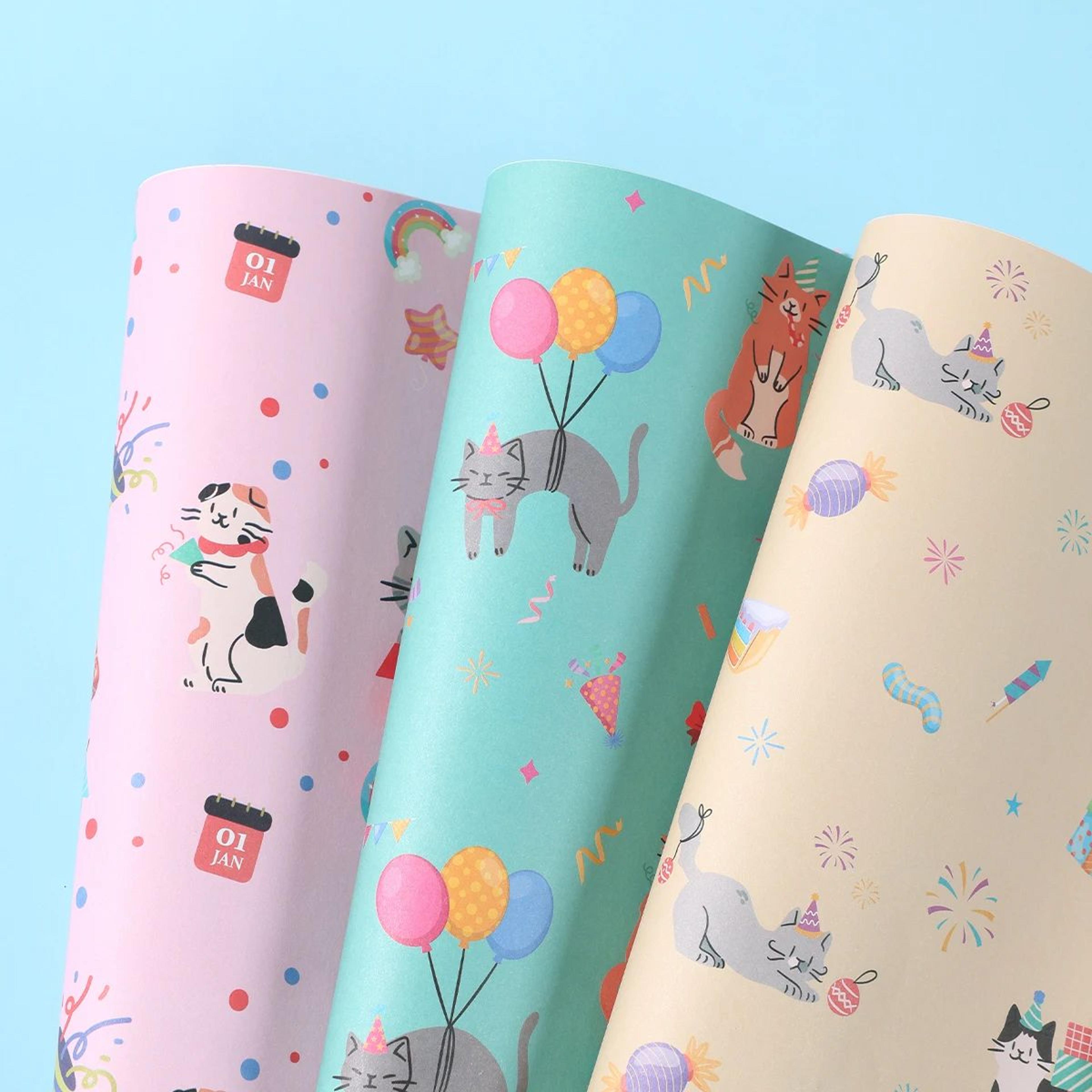 cartoon cat pet theme gift wrapping paper