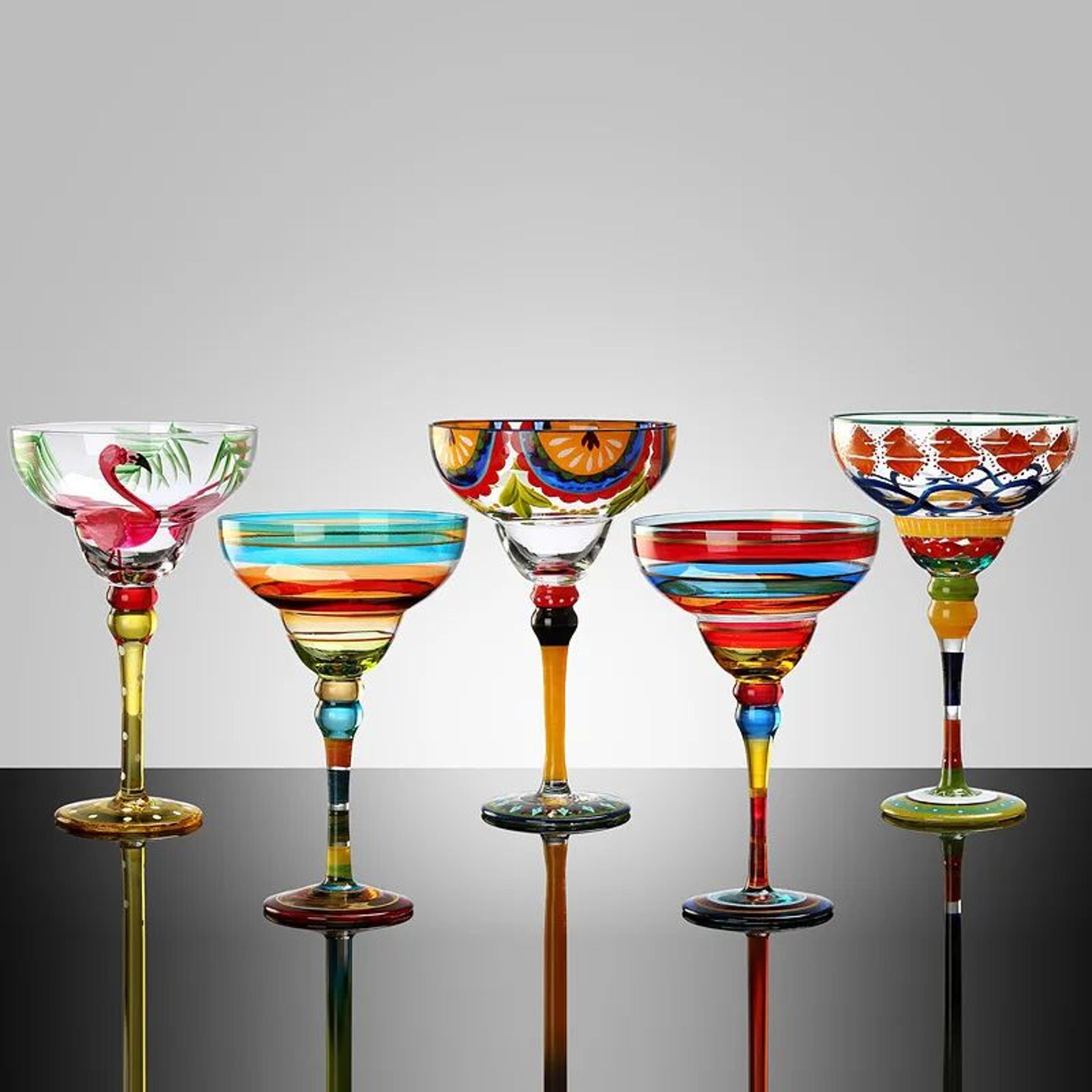 hand painted margarita cocktail glass