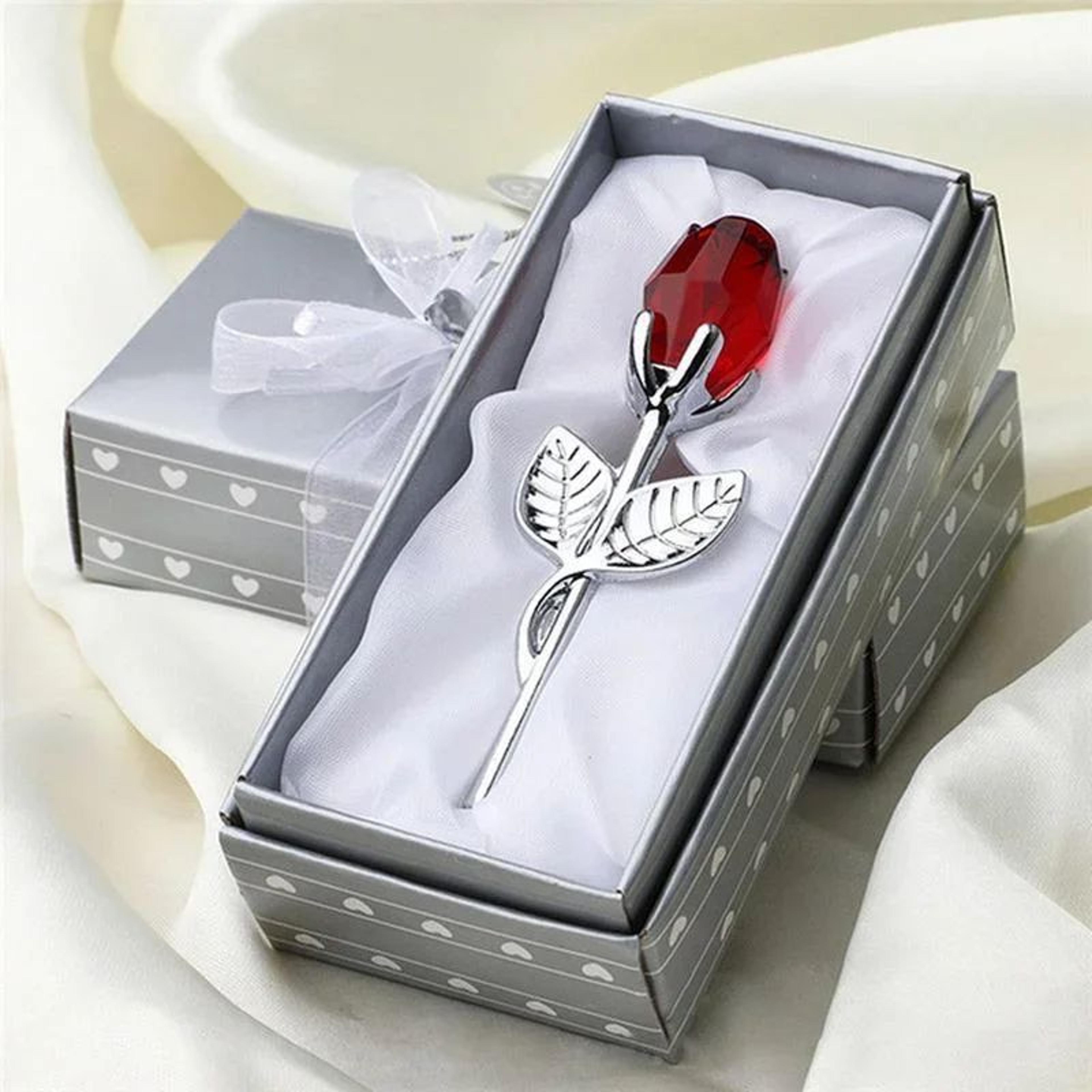 crystal glass rose flower decorative figurine