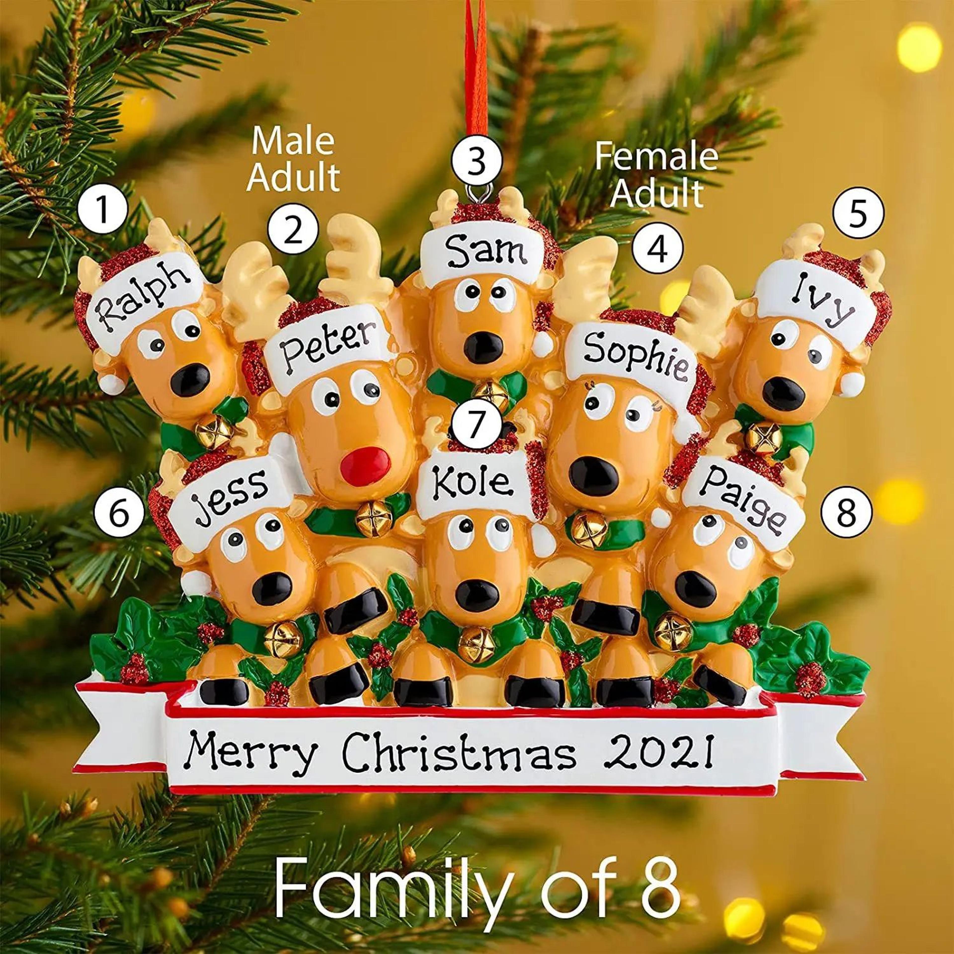 personalized reindeer family christmas ornament