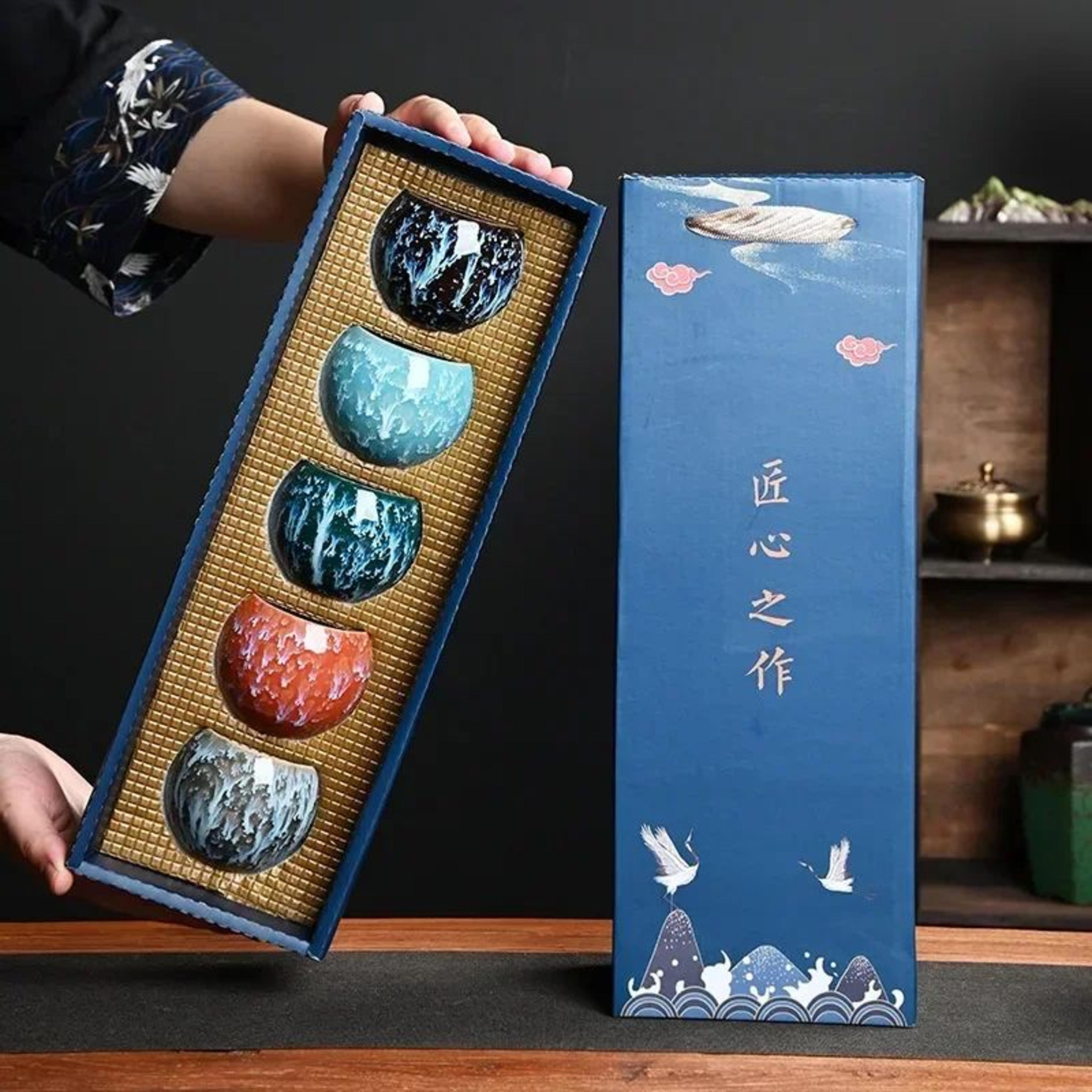 five elements kiln glazed ceramic tea cup