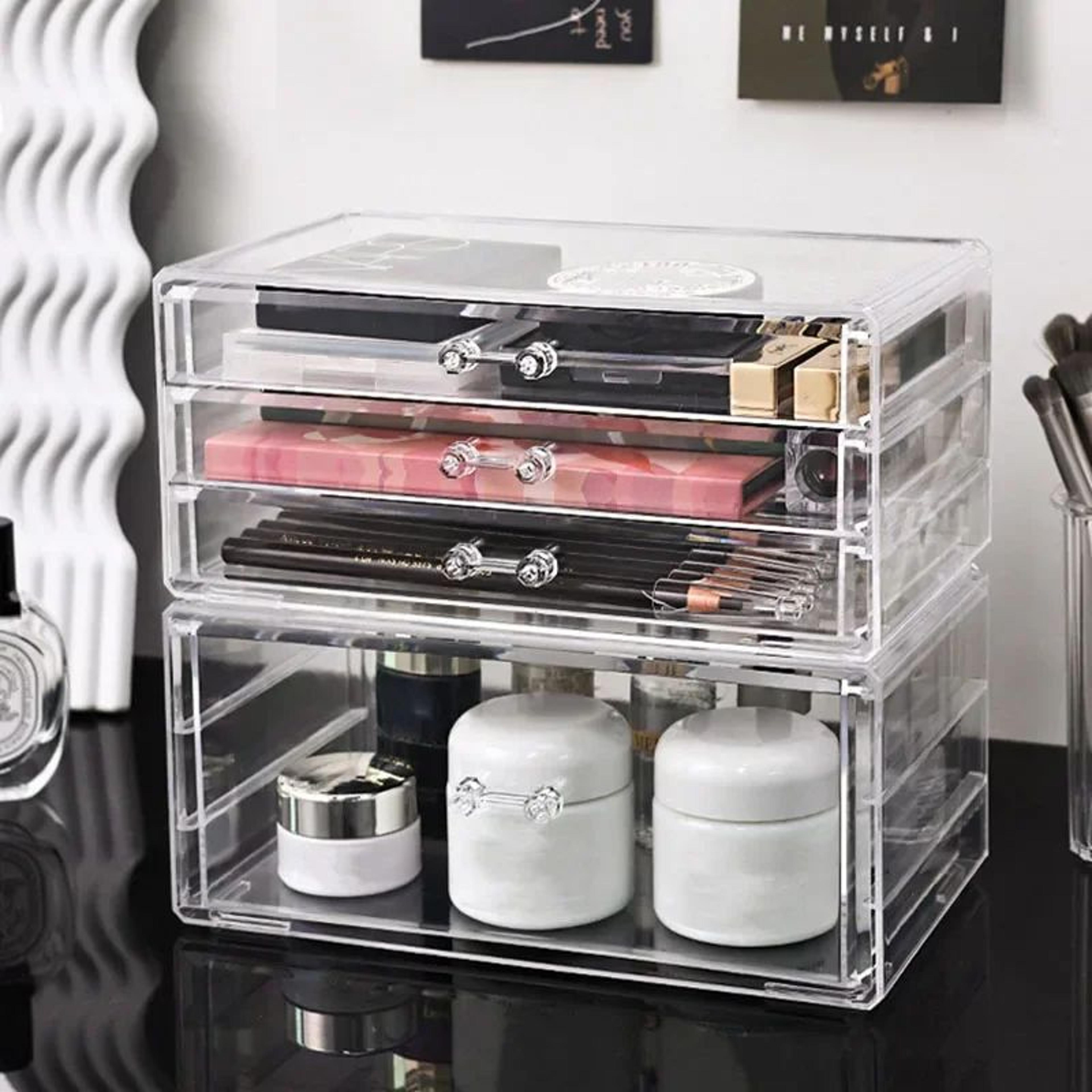 transparent acrylic makeup and jewelry storage organizer