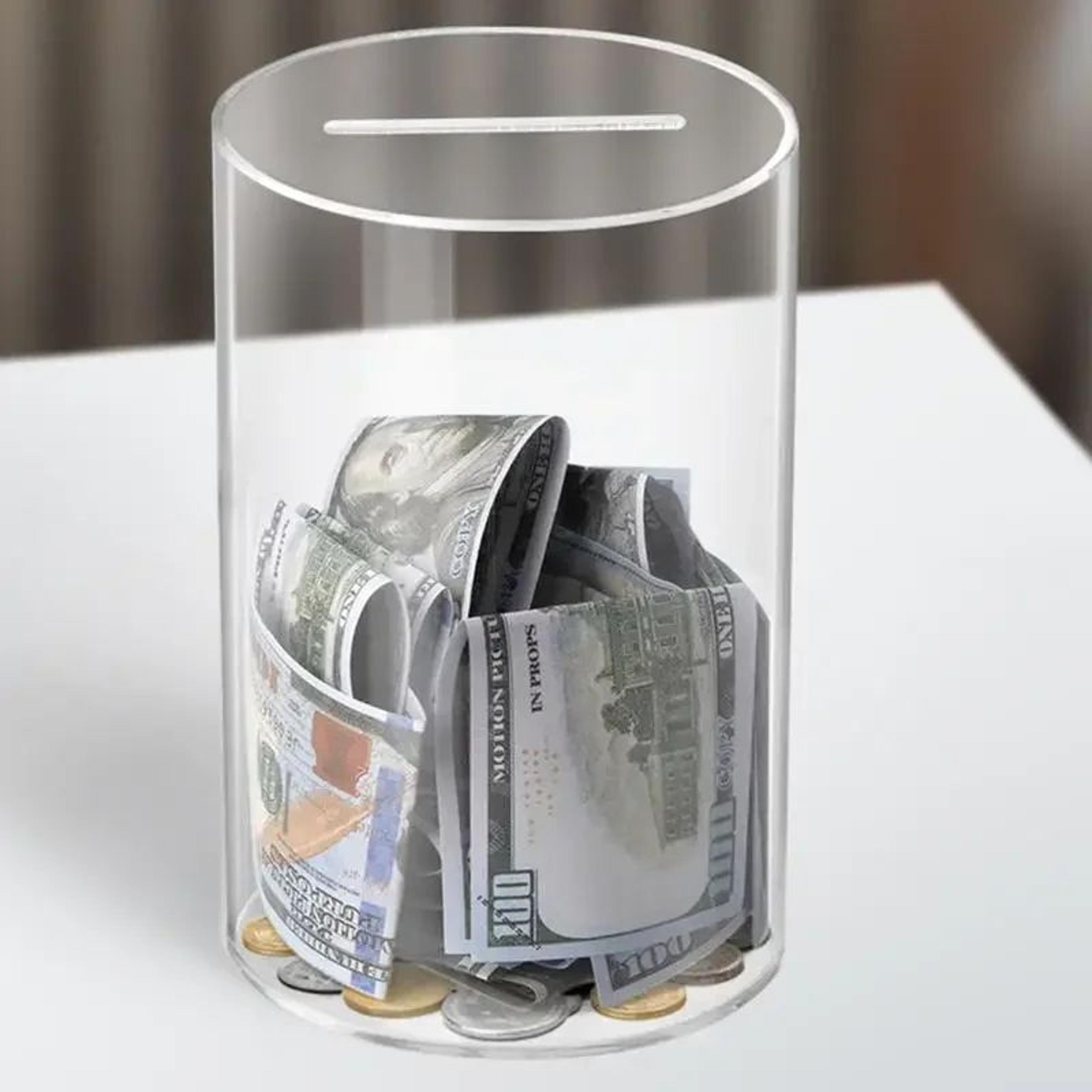 large clear acrylic piggy bank money saving jar