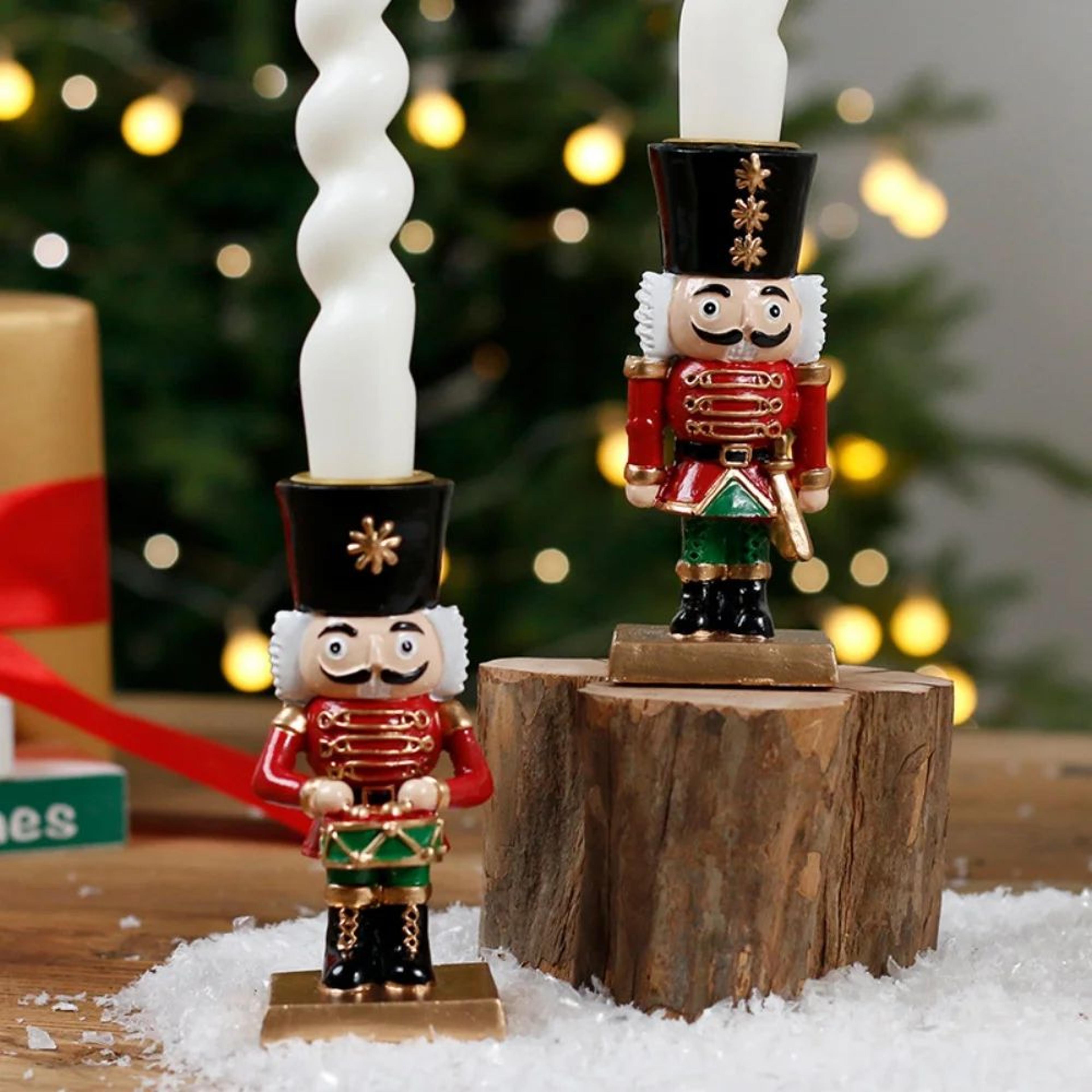 christmas santa nutcracker figurine candle holder