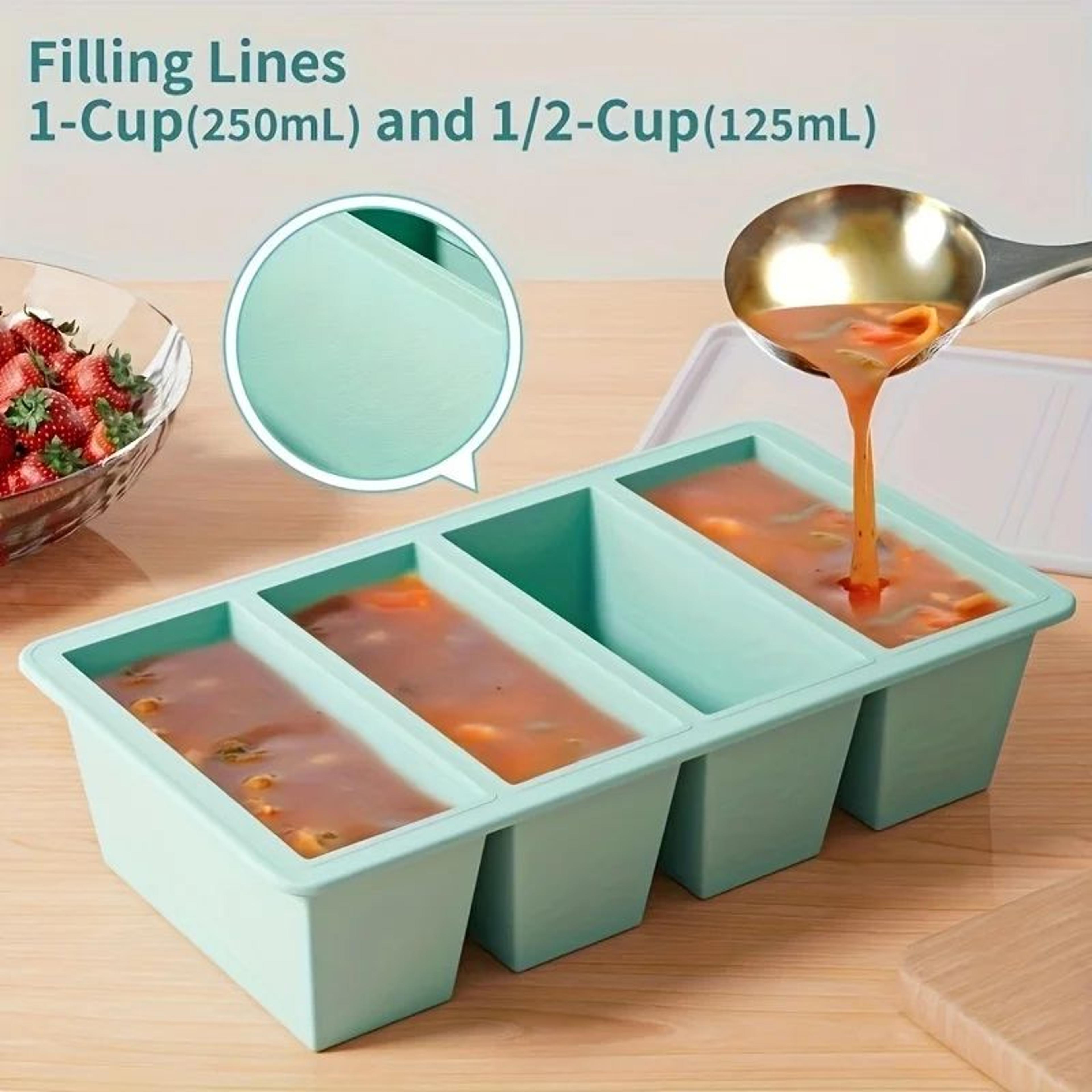 silicone freezer food storage tray with lid