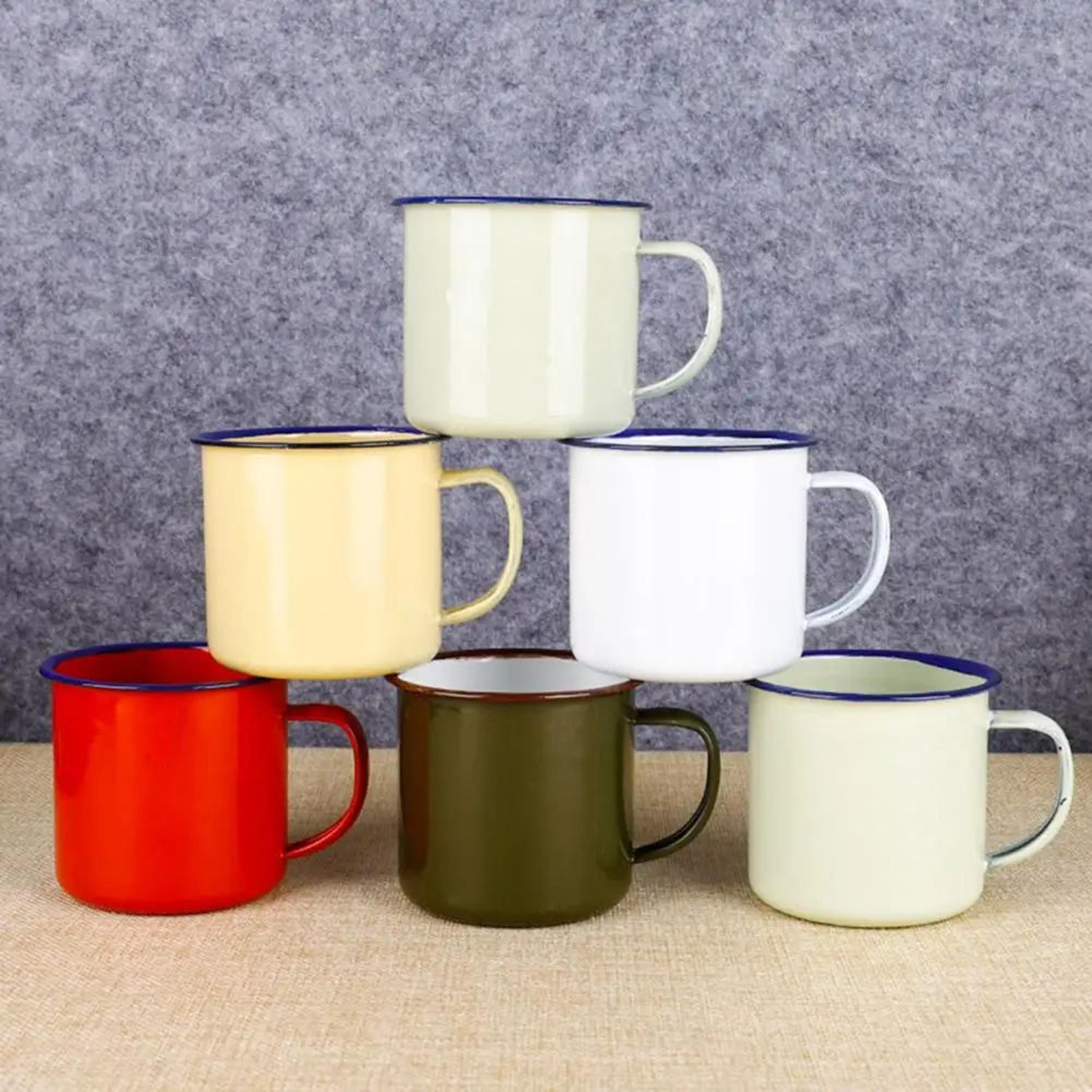 vintage enamel coffee mug with handle