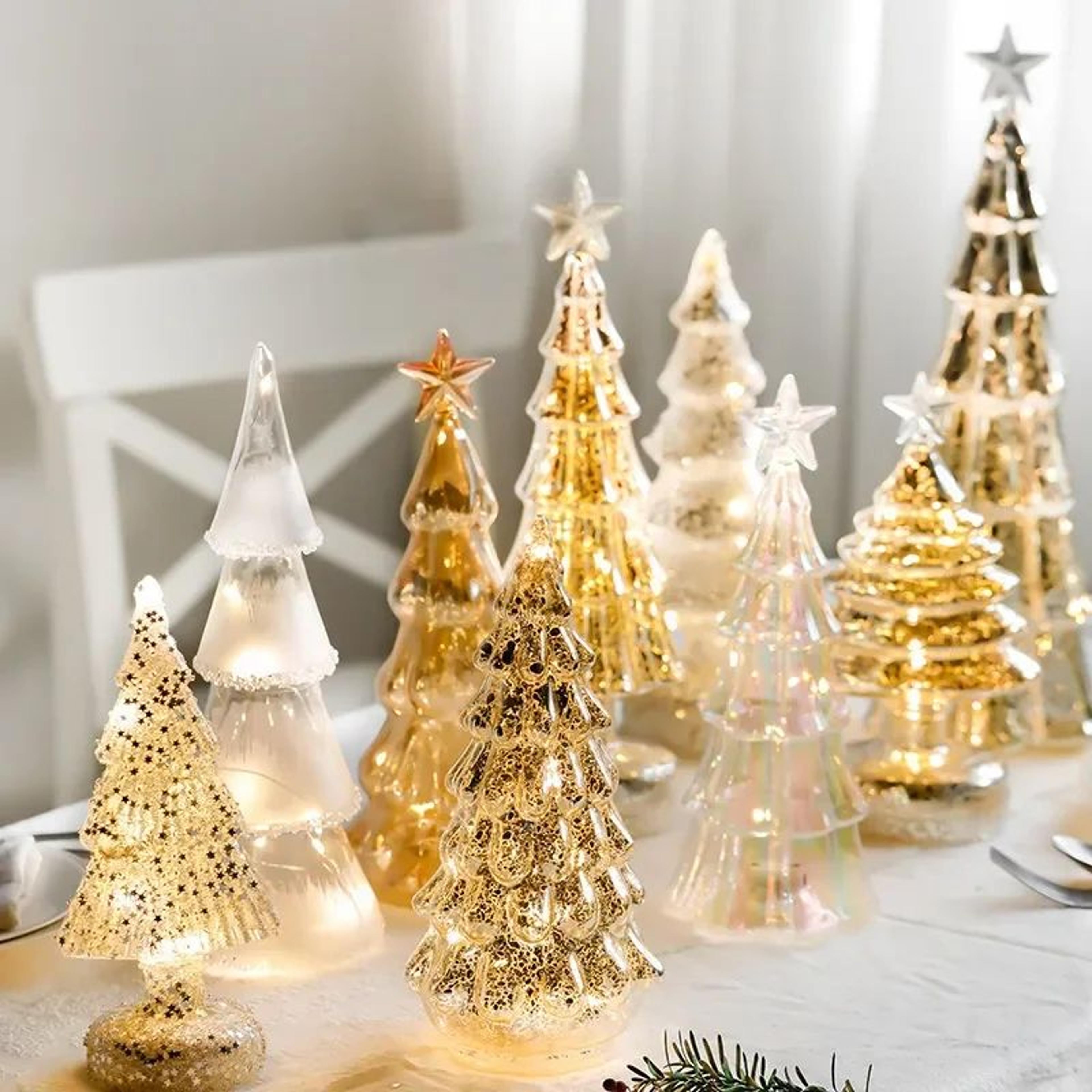 glowing glass christmas tree led night light decoration