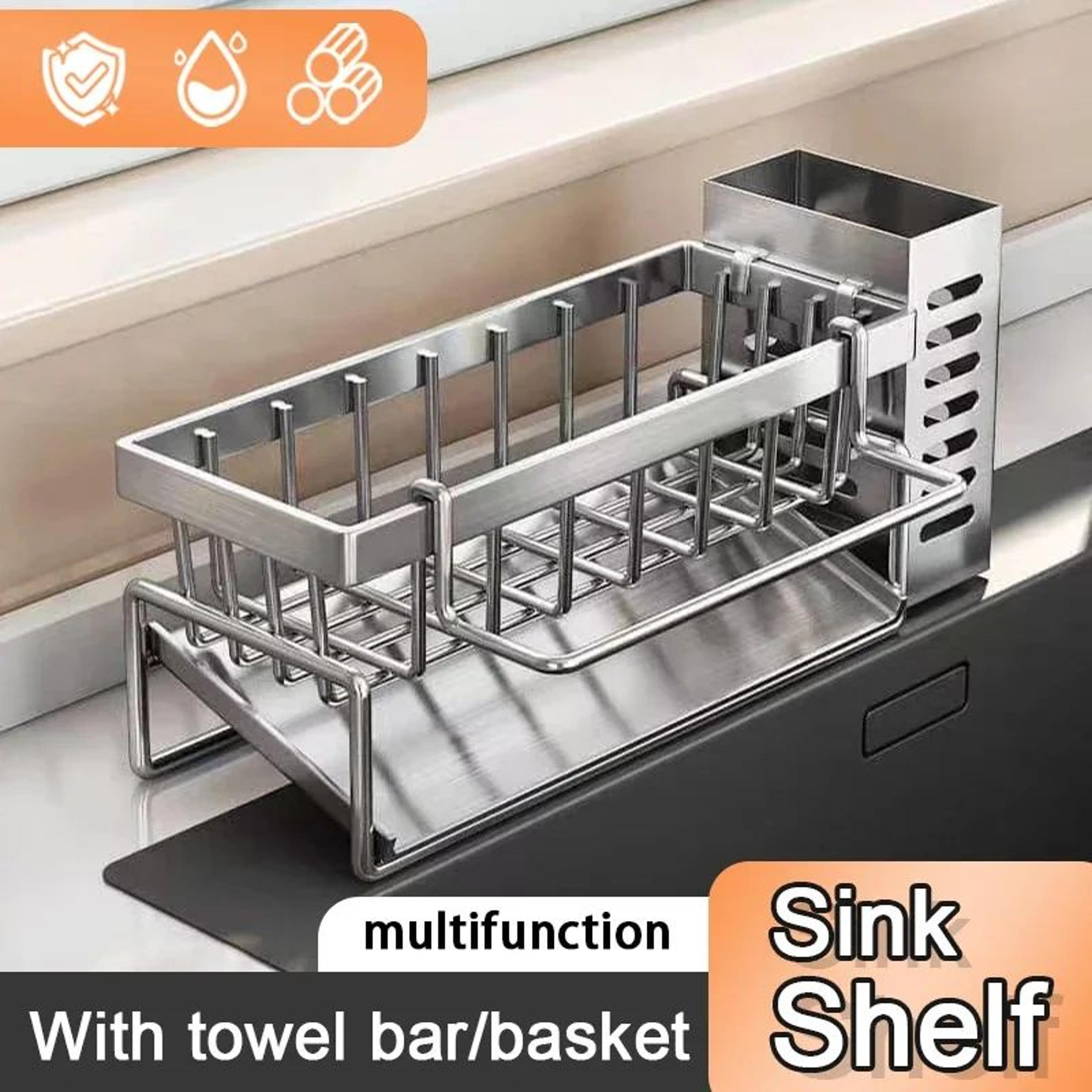 stainless steel kitchen sink sponge storage rack