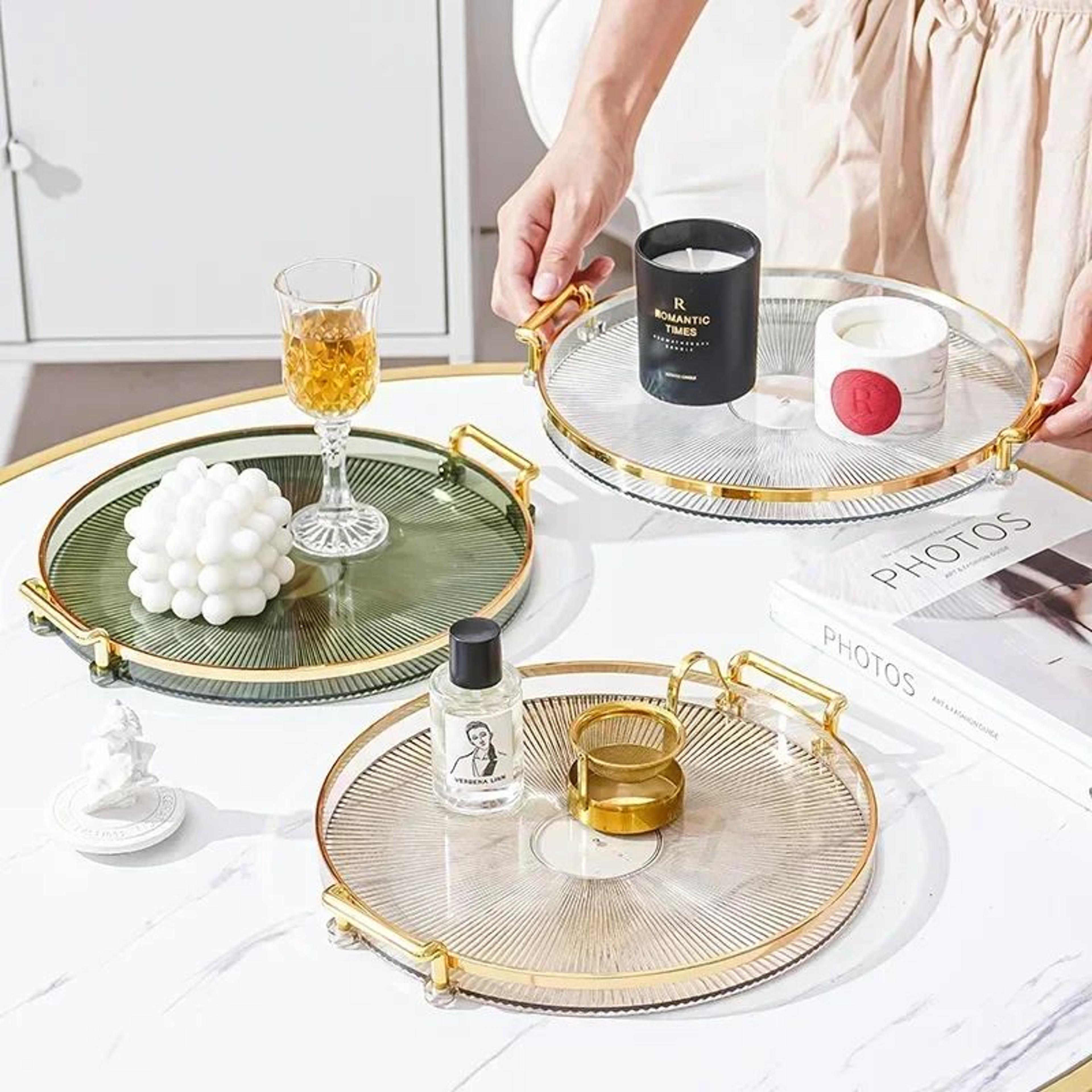 modern round acrylic decorative storage tray