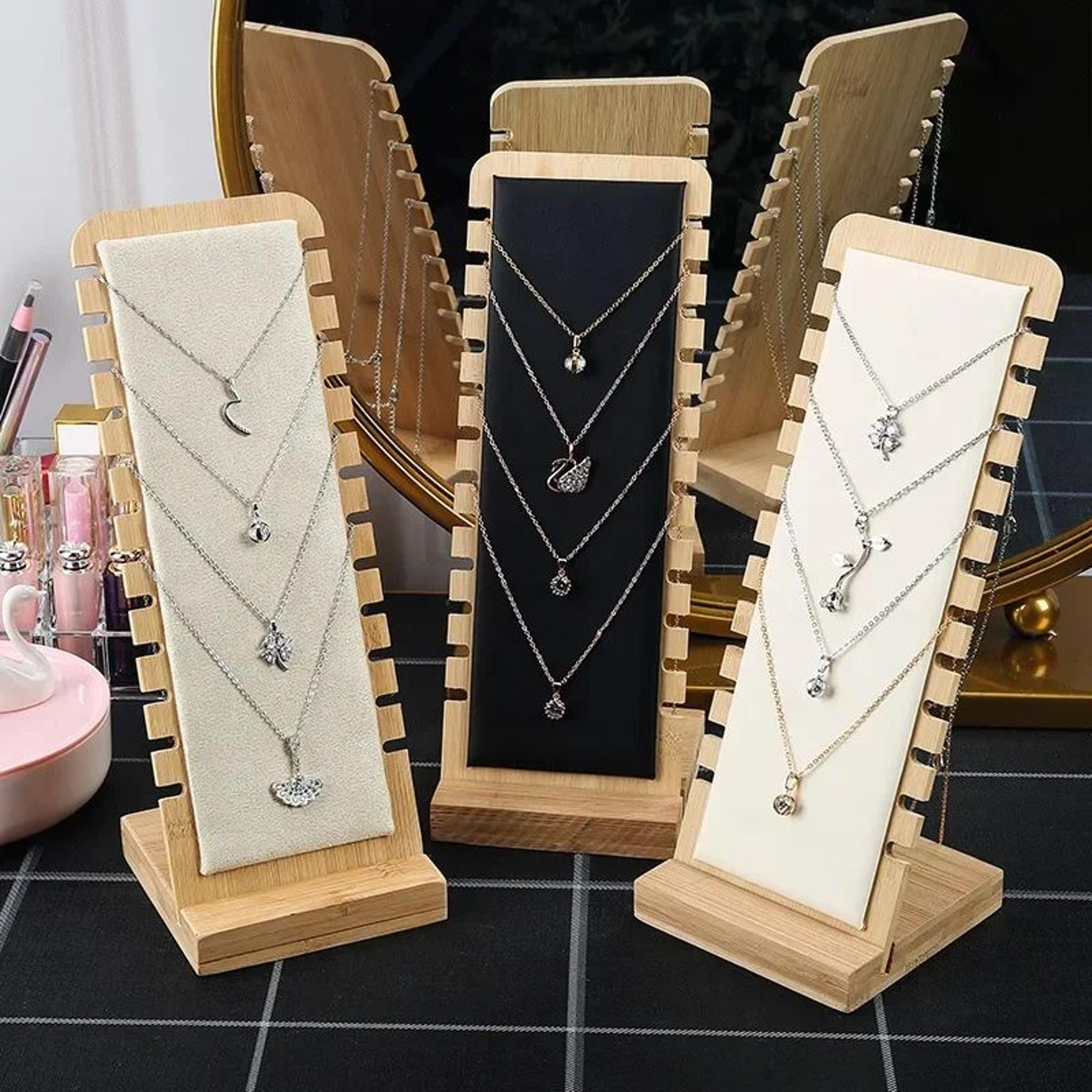 solid bamboo necklace jewelry display stand
