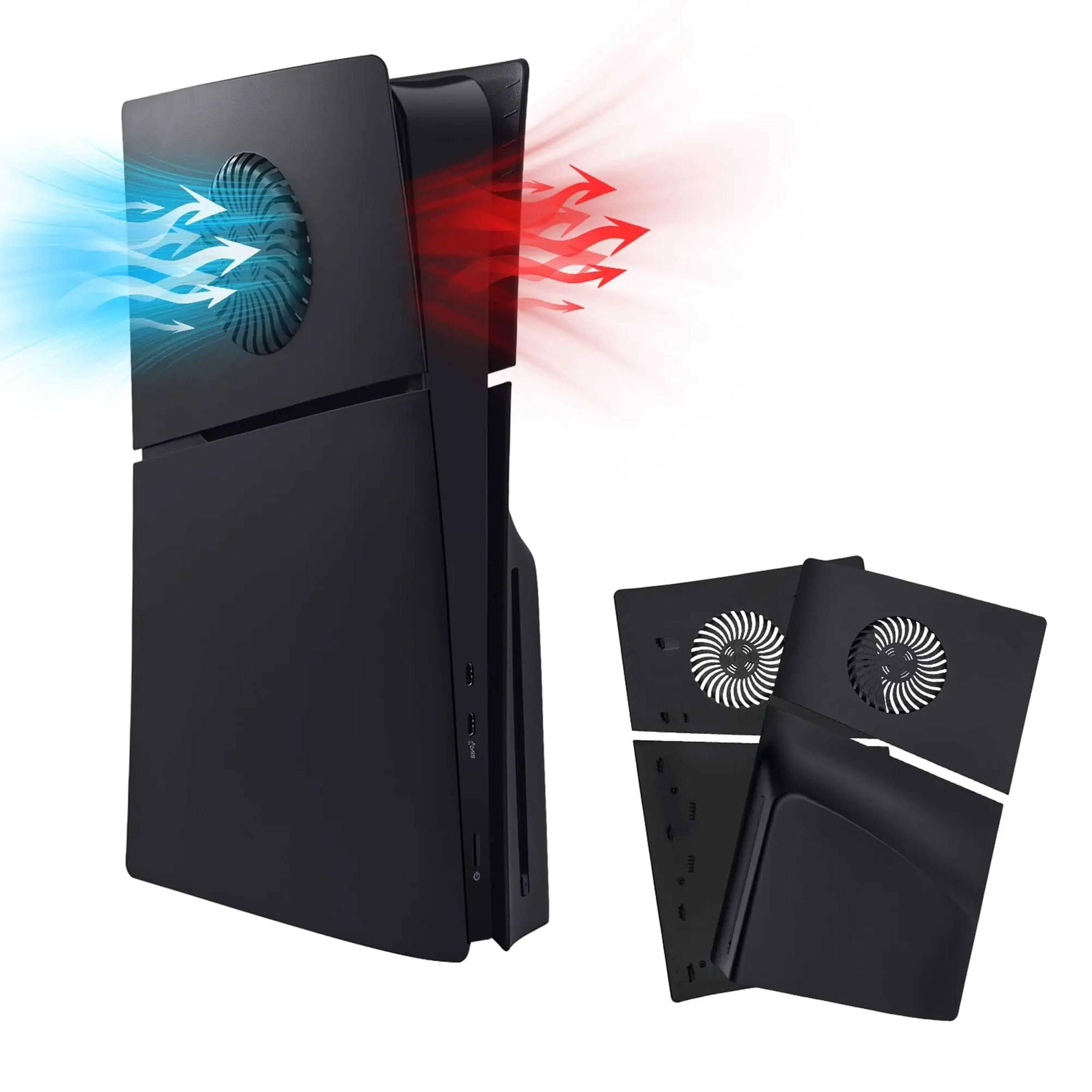 black ps5 slim disc edition face plates with cooling vents