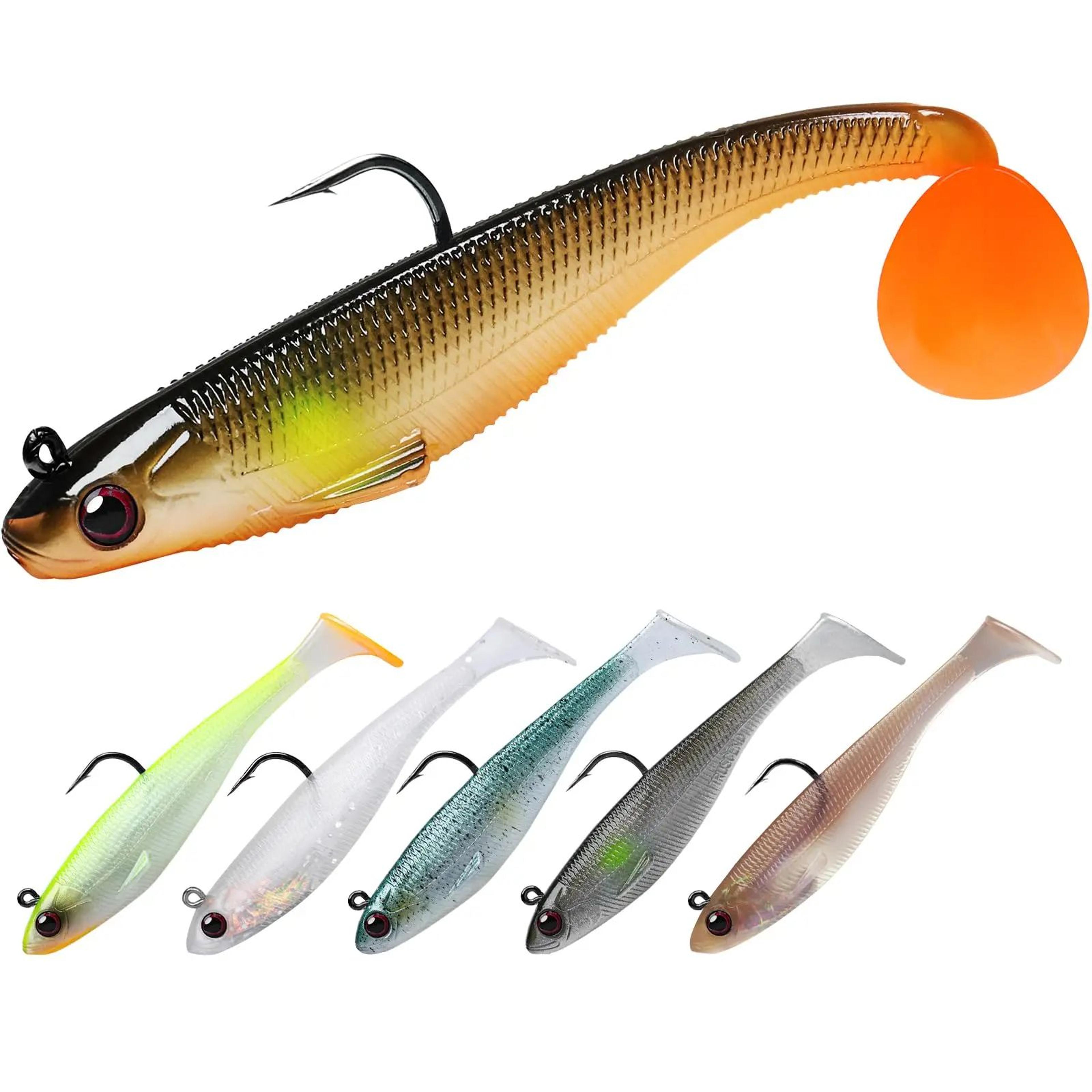 pre rigged soft fishing lures with vibrating swim action
