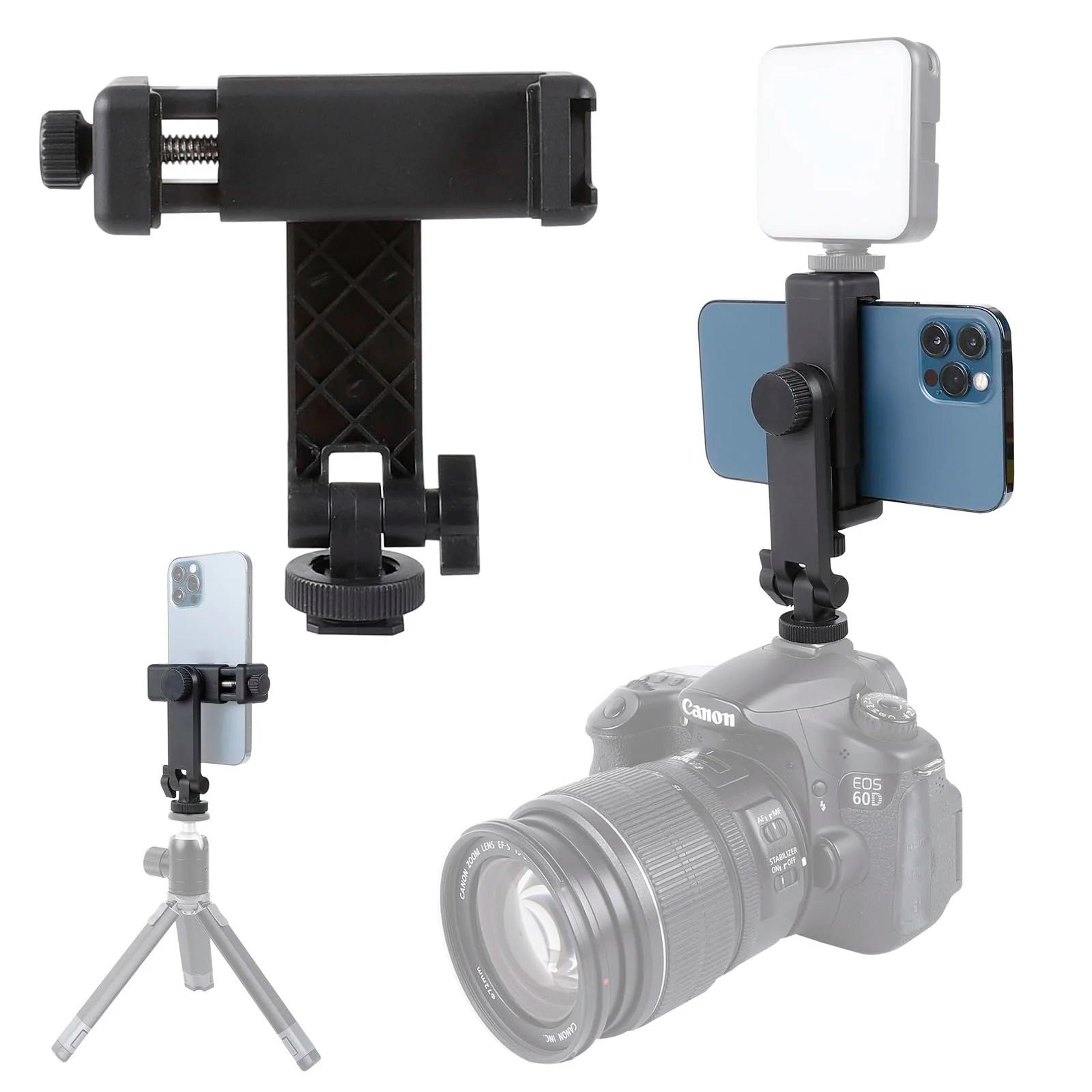 universal 360 rotating phone tripod mount with hot shoe adapter