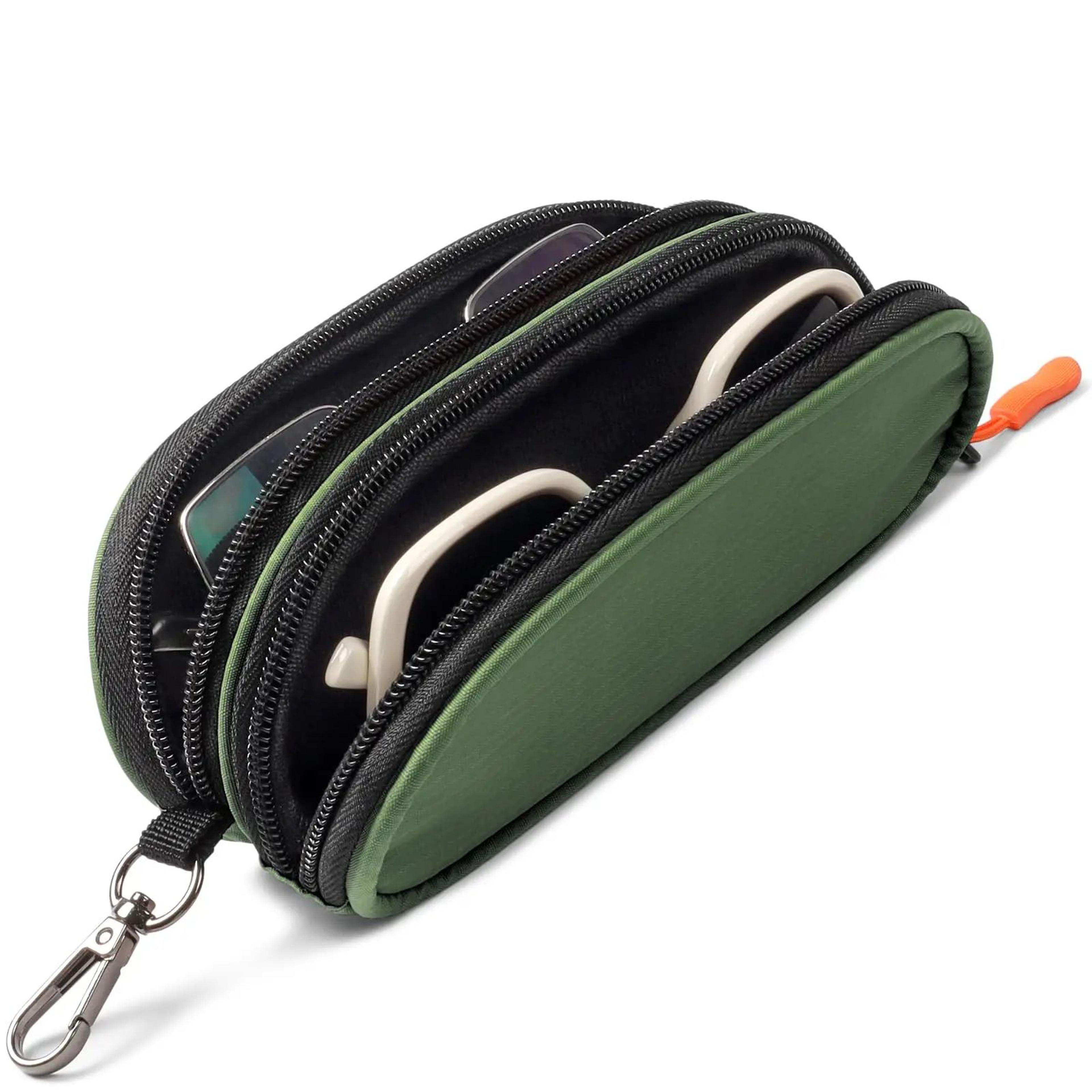 double eyeglass and sunglasses zipper case with keychain clip