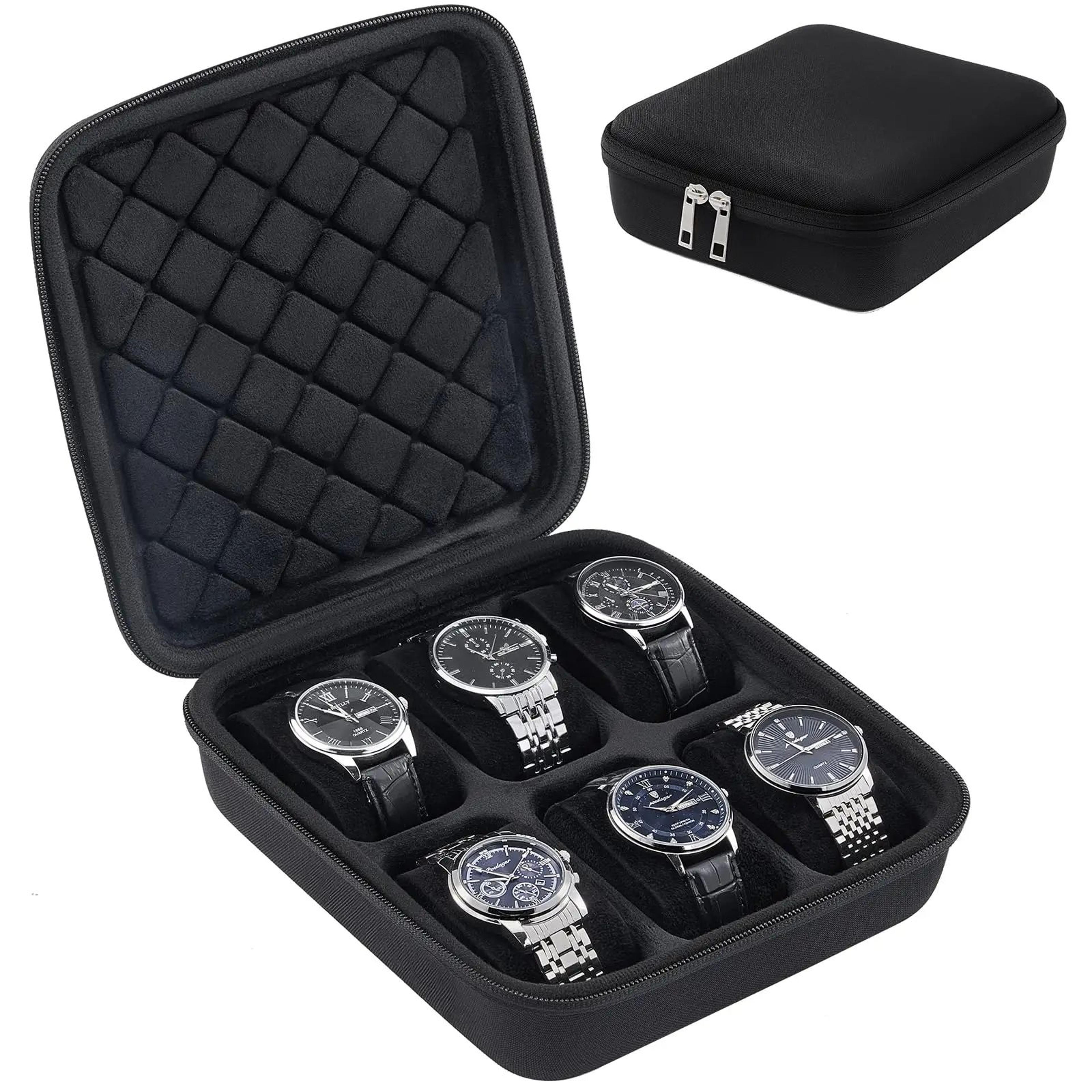 6 slot hard shell travel watch and bracelet storage case