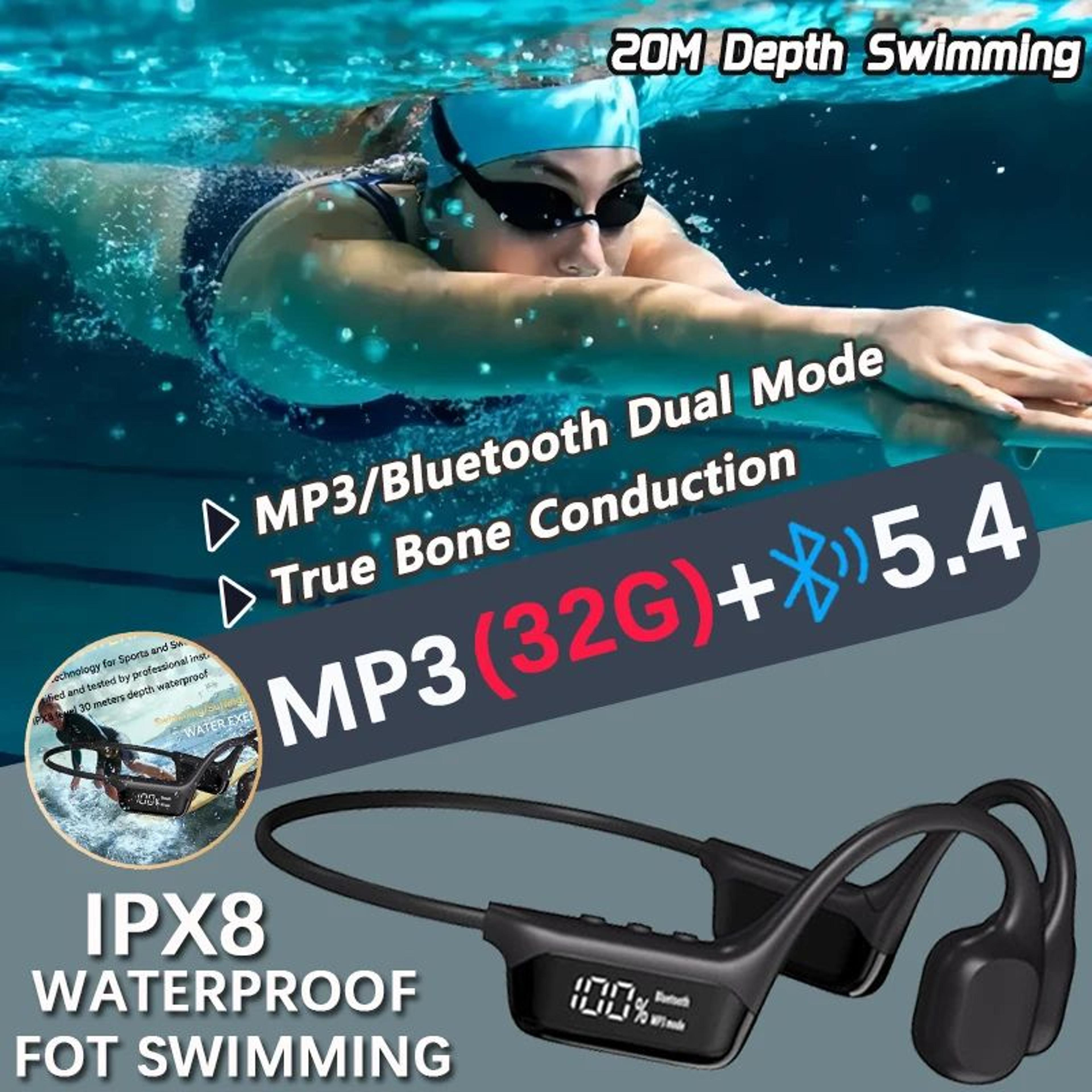ipx8 waterproof bone conduction swimming headphones