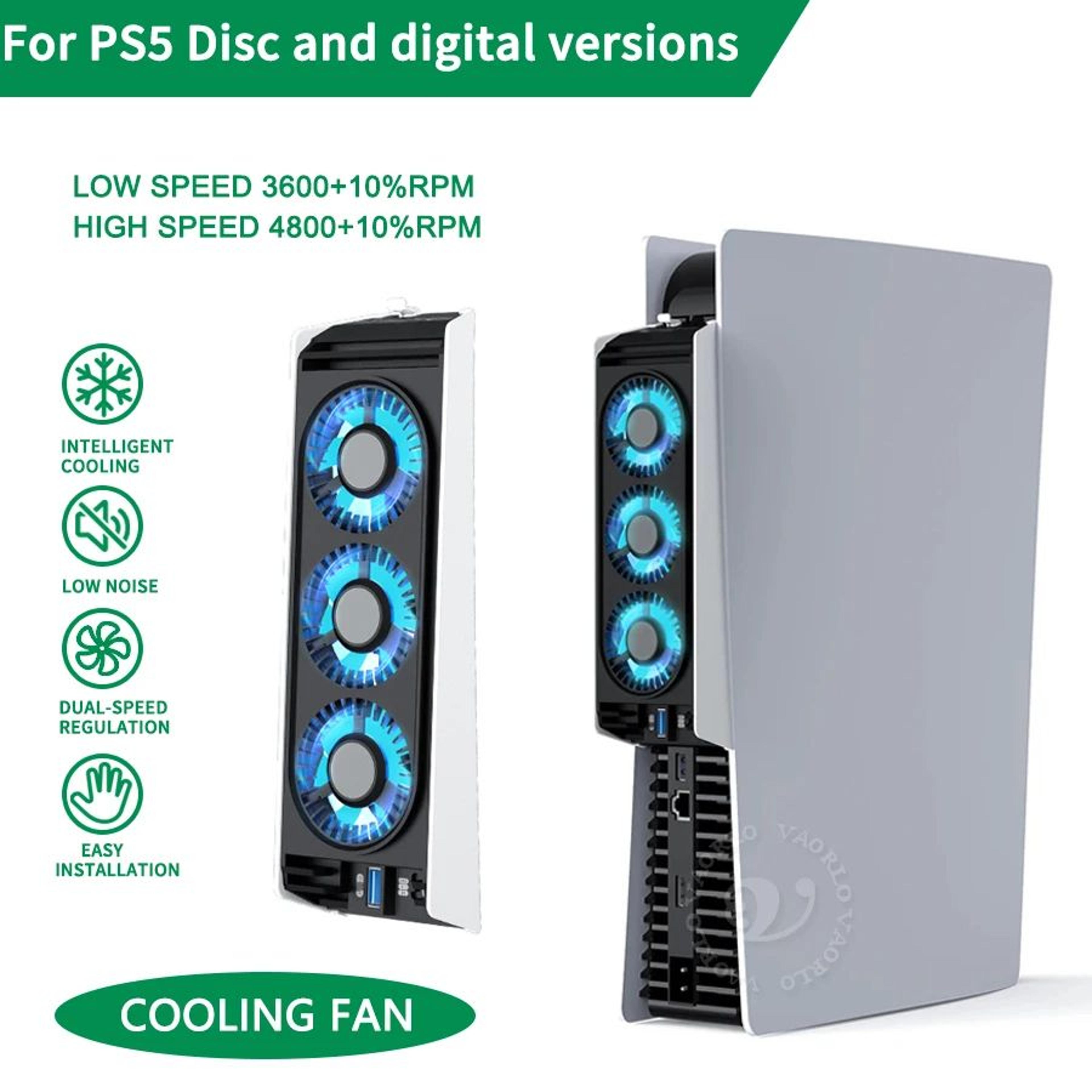 ps5 disc and digital version console cooling fan with usb 3.0 hub