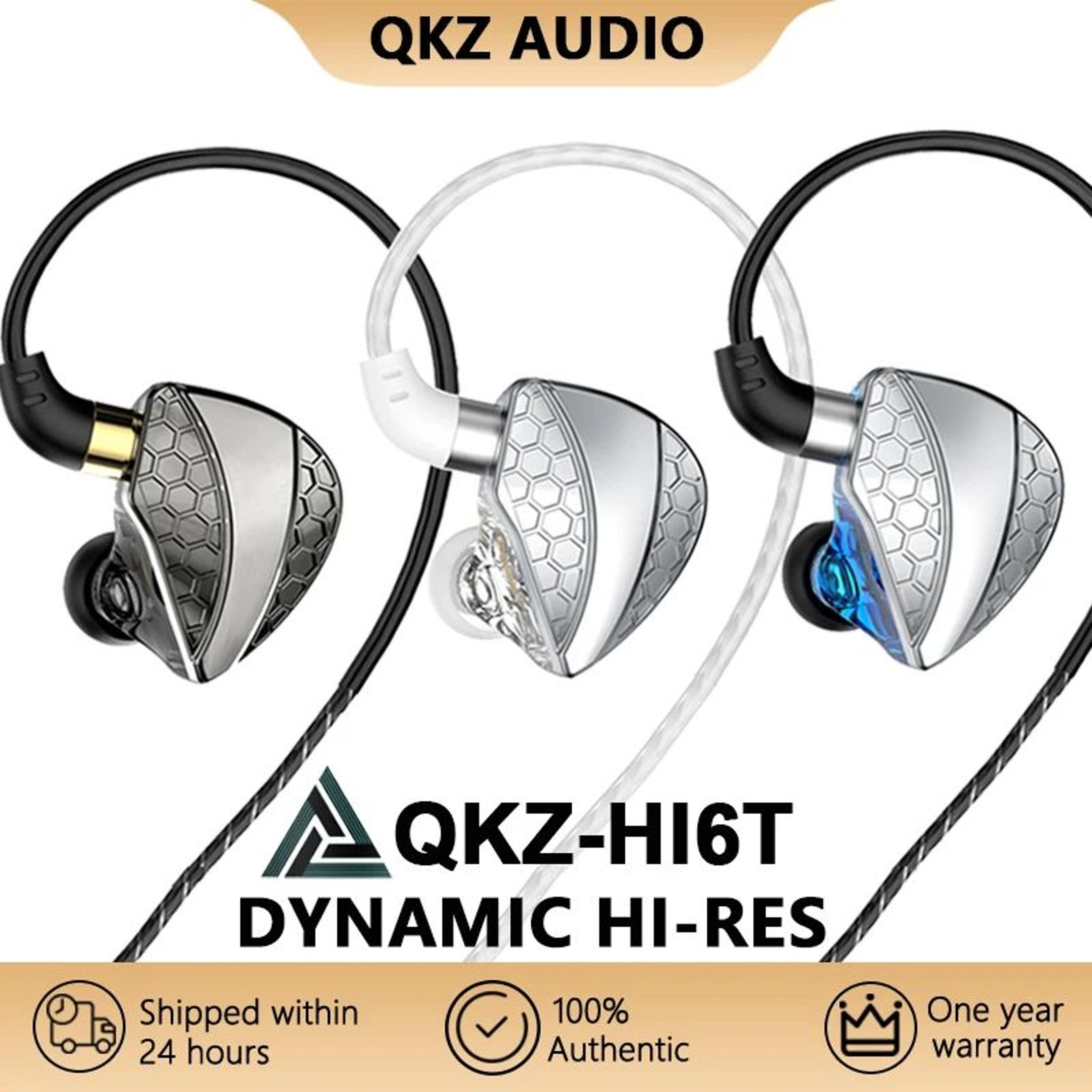 qkz hi6t hi res dynamic wired in ear headphones