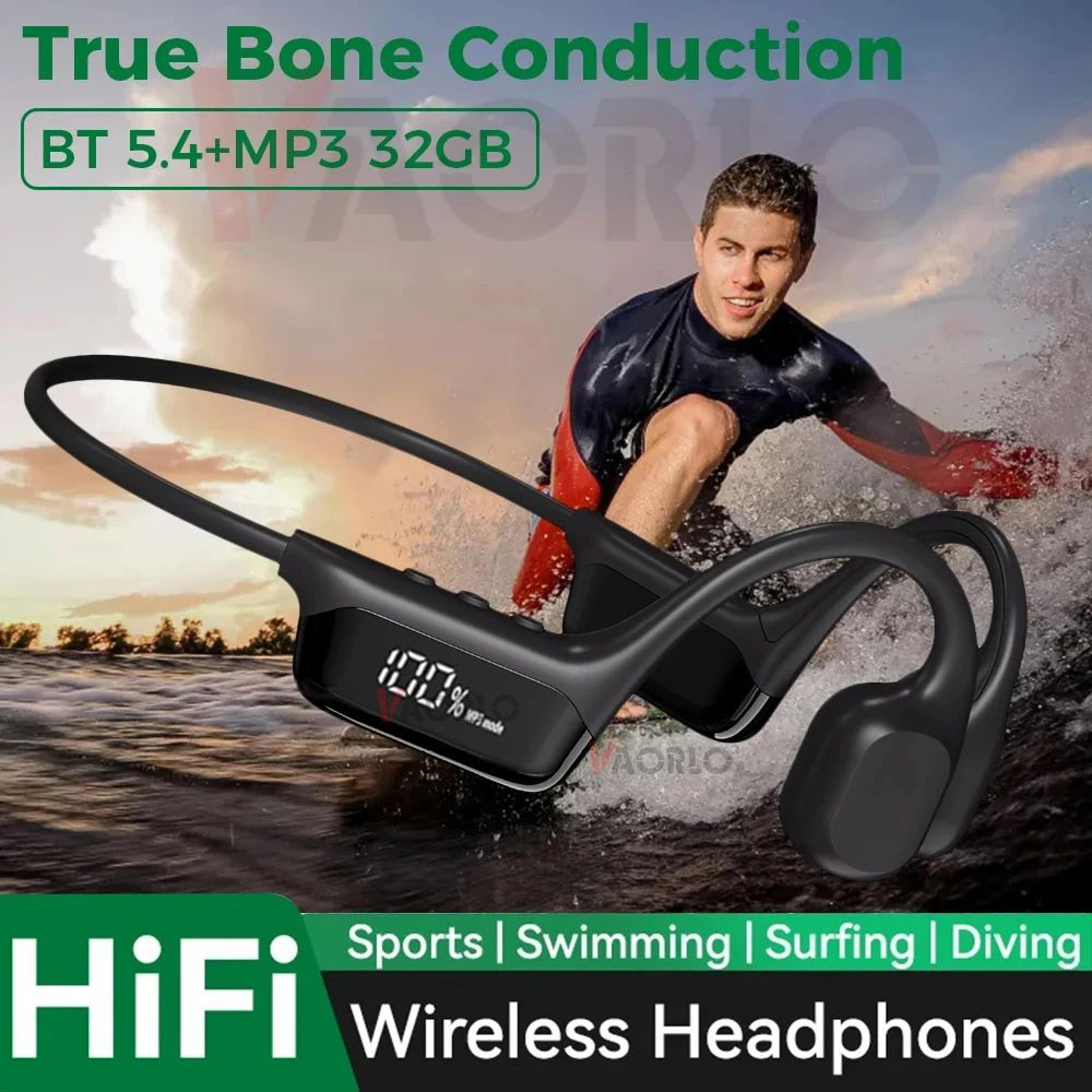 ipx8 true waterproof bone conduction swimming headphones with 32gb mp3