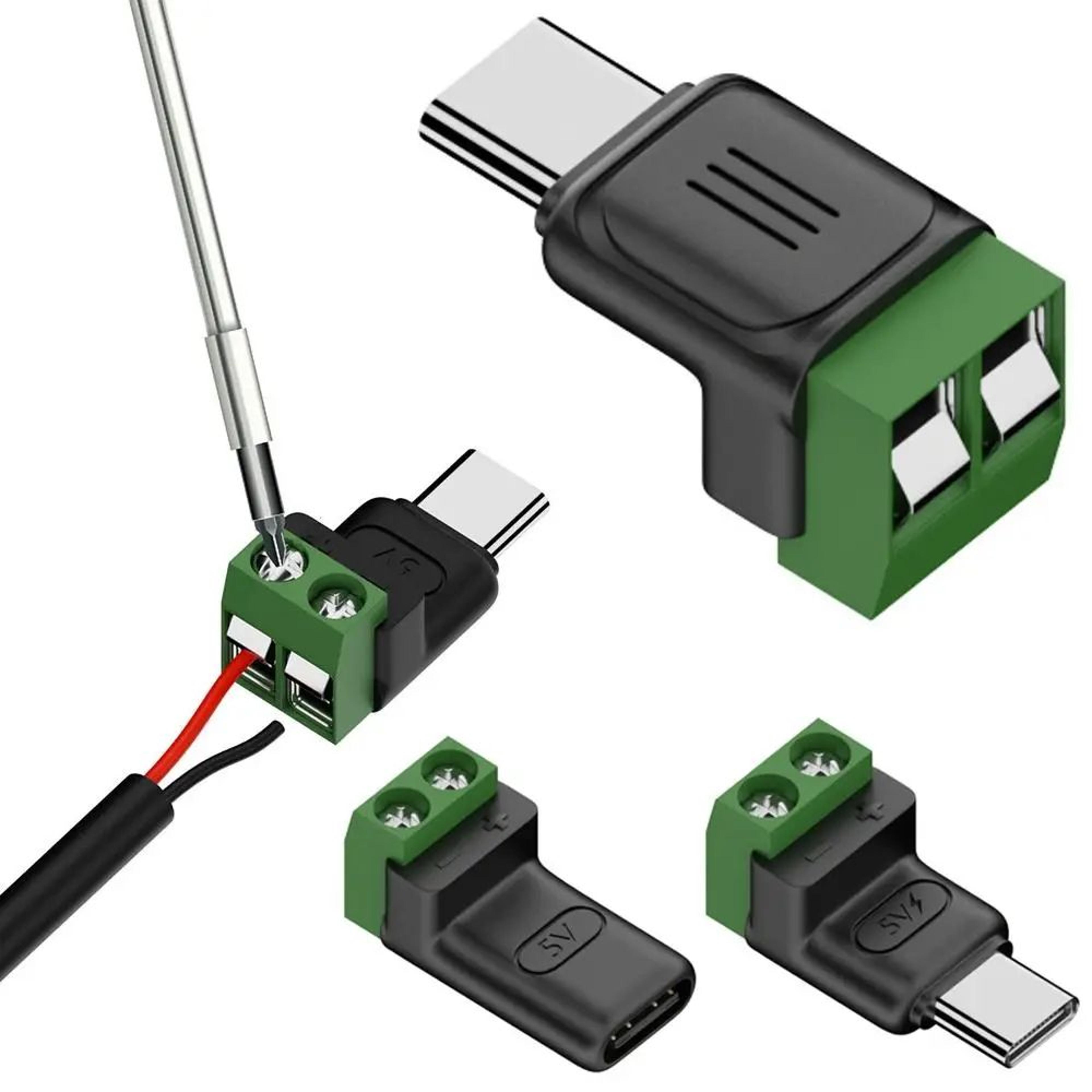 usb c to 2 pin solderless terminal block adapter