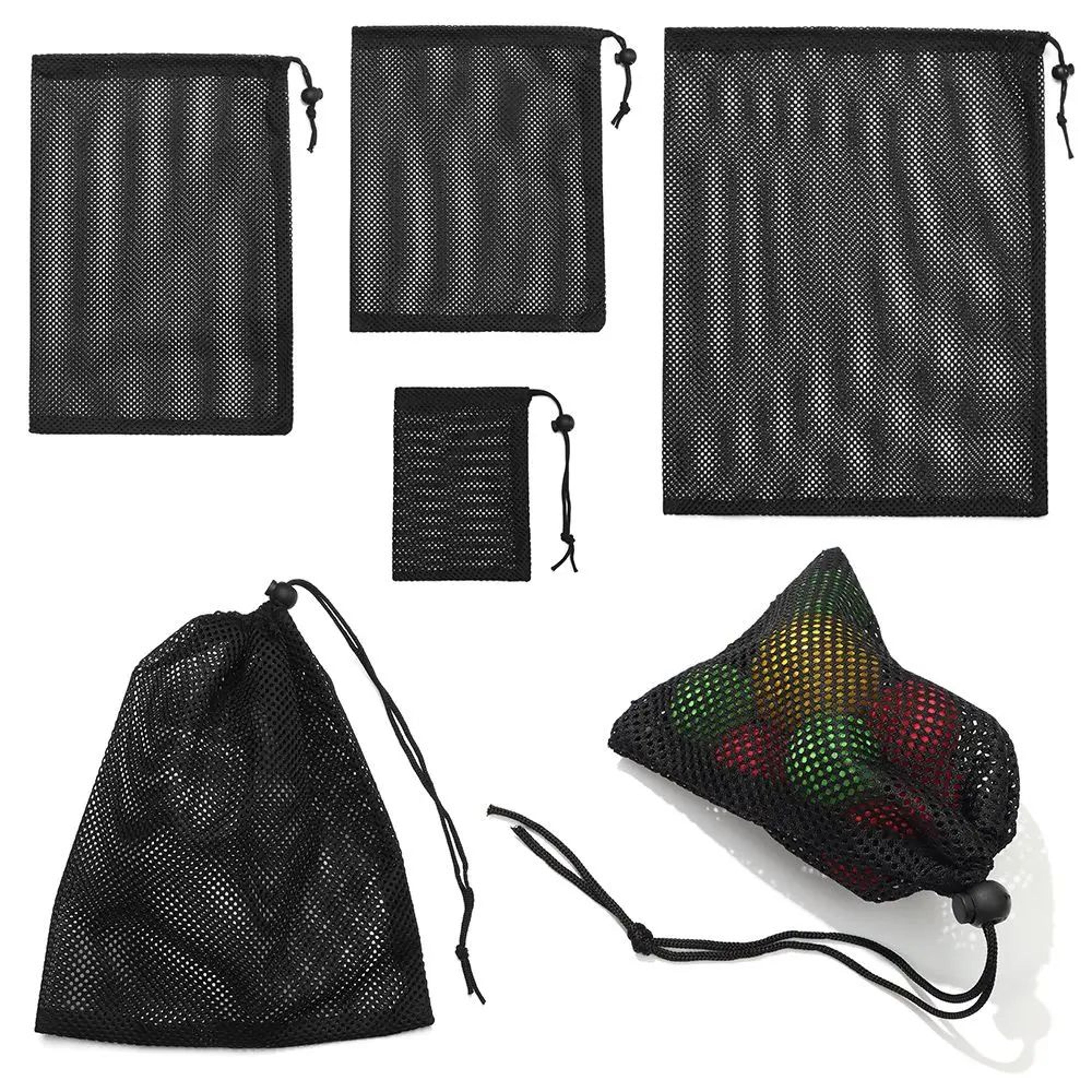 nylon mesh drawstring multipurpose storage pouch