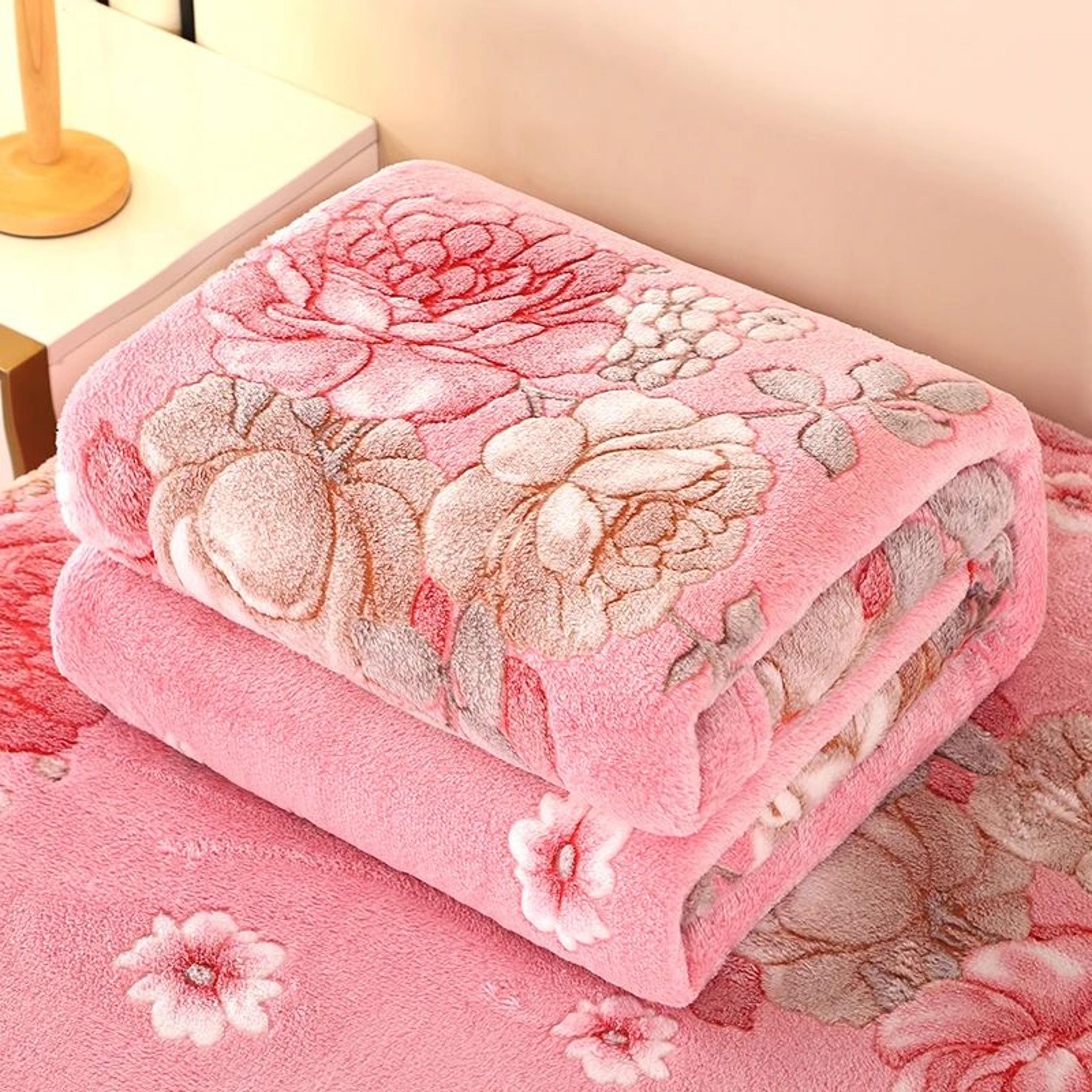 floral warm fleece blanket for bed sofa travel and pets
