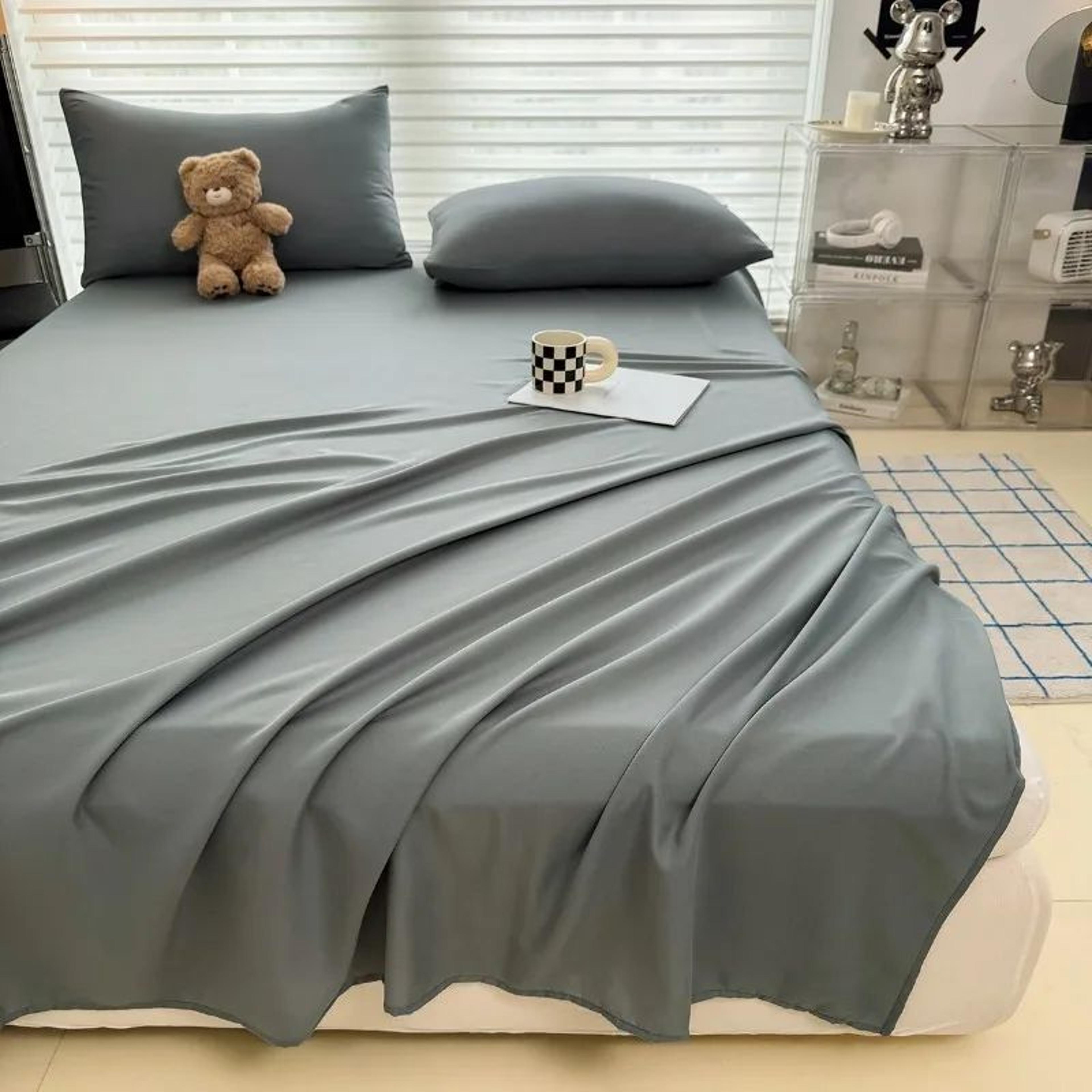 soft solid color flat bedsheet for single double queen and king beds