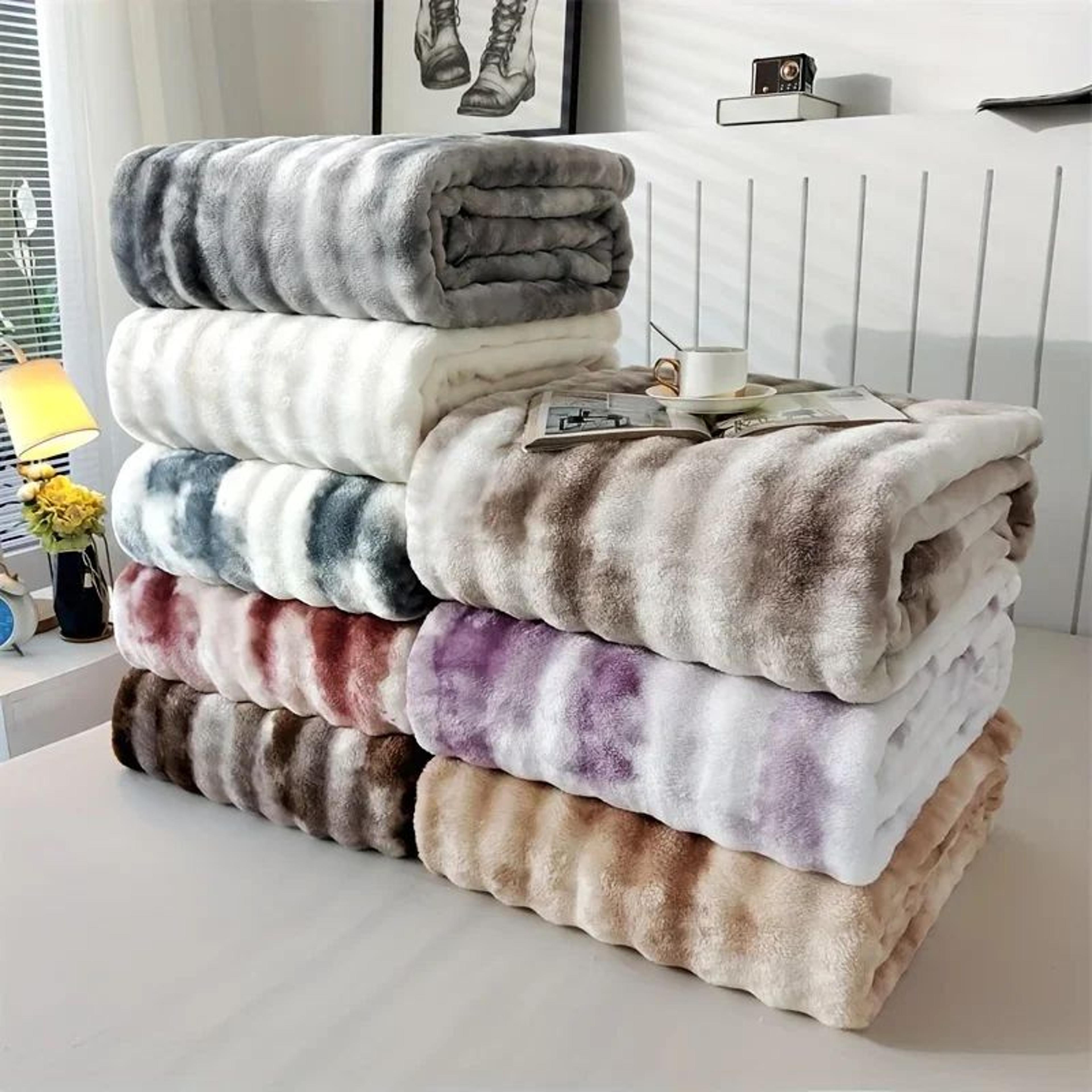 luxury faux rabbit fur soft thick warm throw blanket