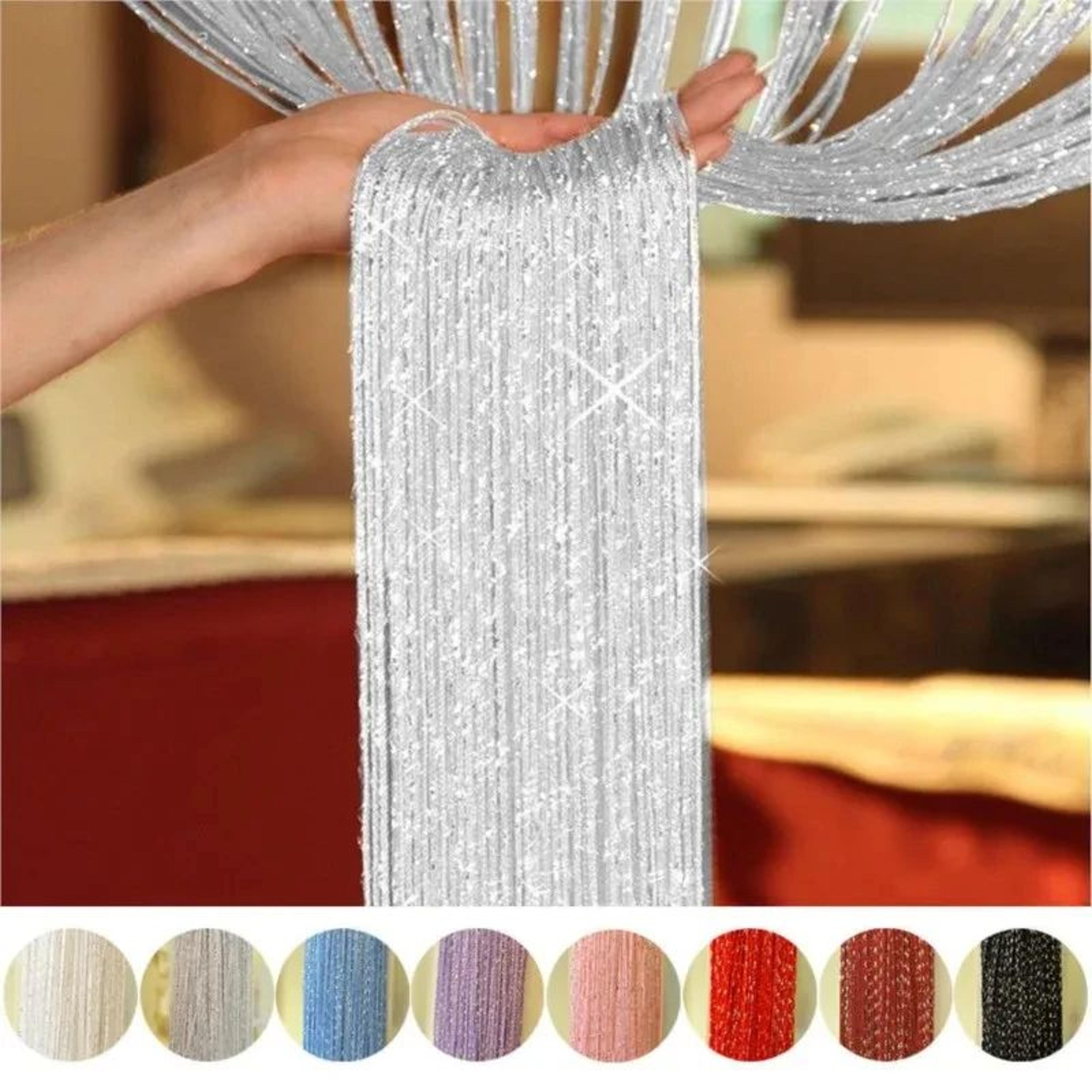 glitter silver tassel string curtain for door and window