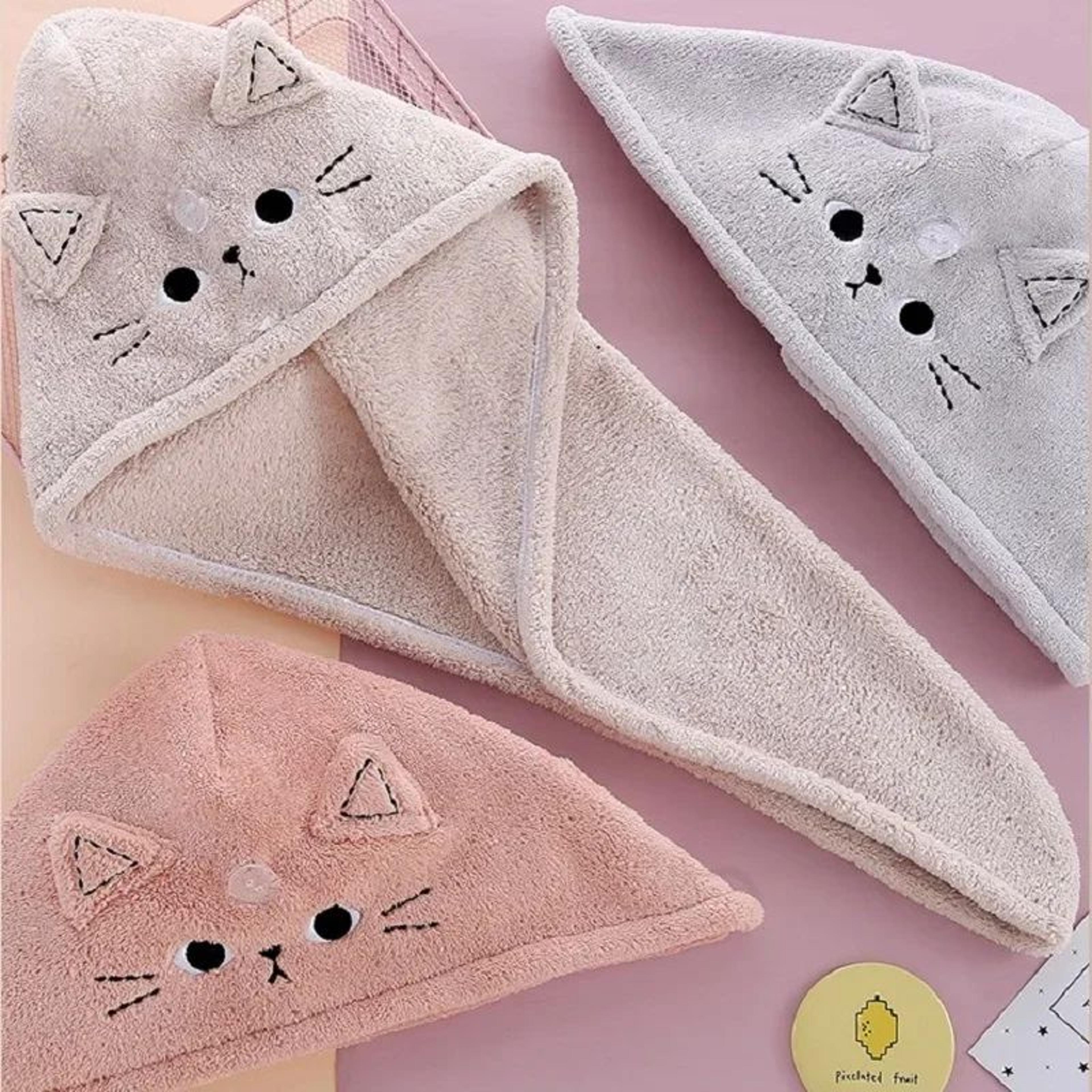 cute microfiber quick dry hair towel cap