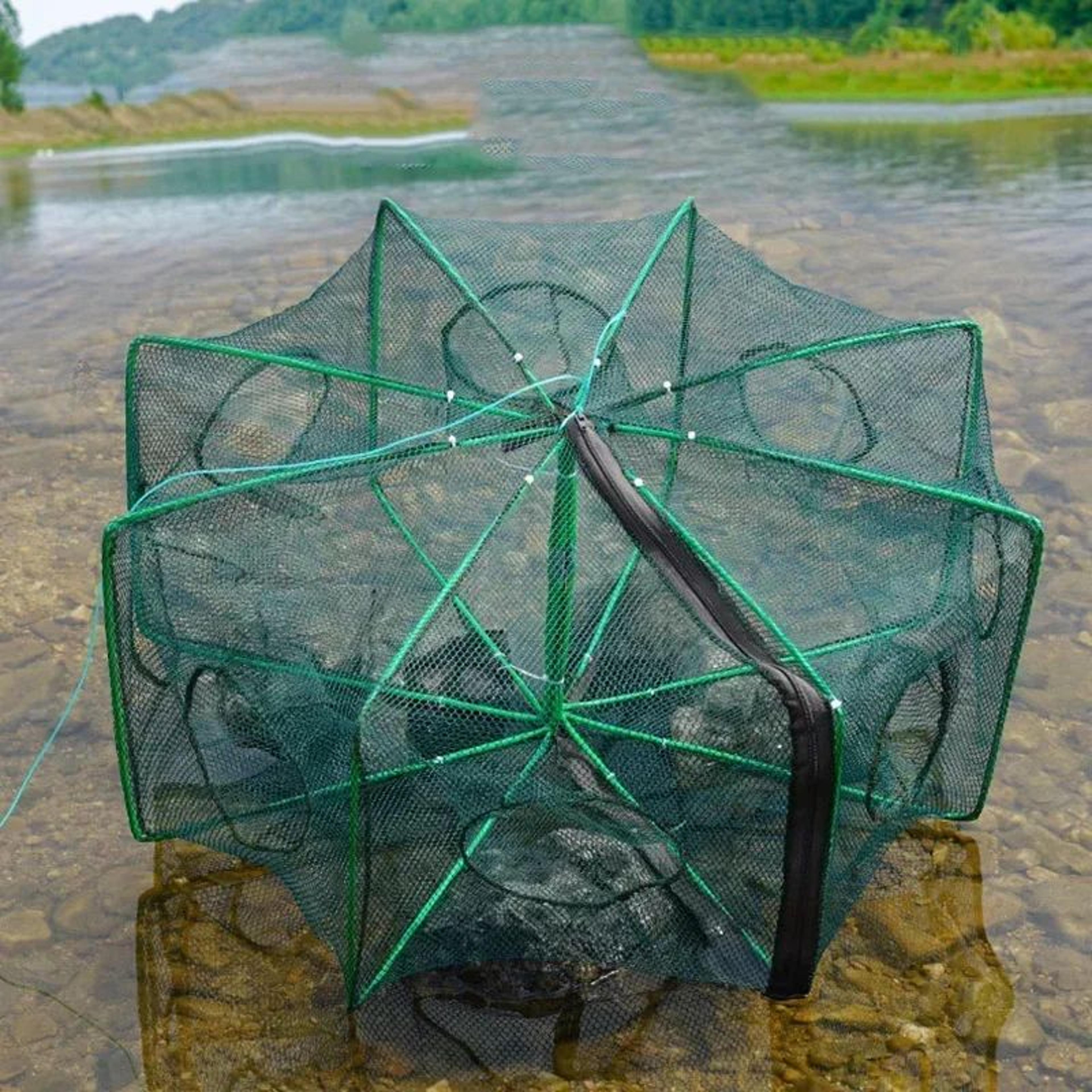 folding mesh fishing trap for fish crab shrimp and crayfish