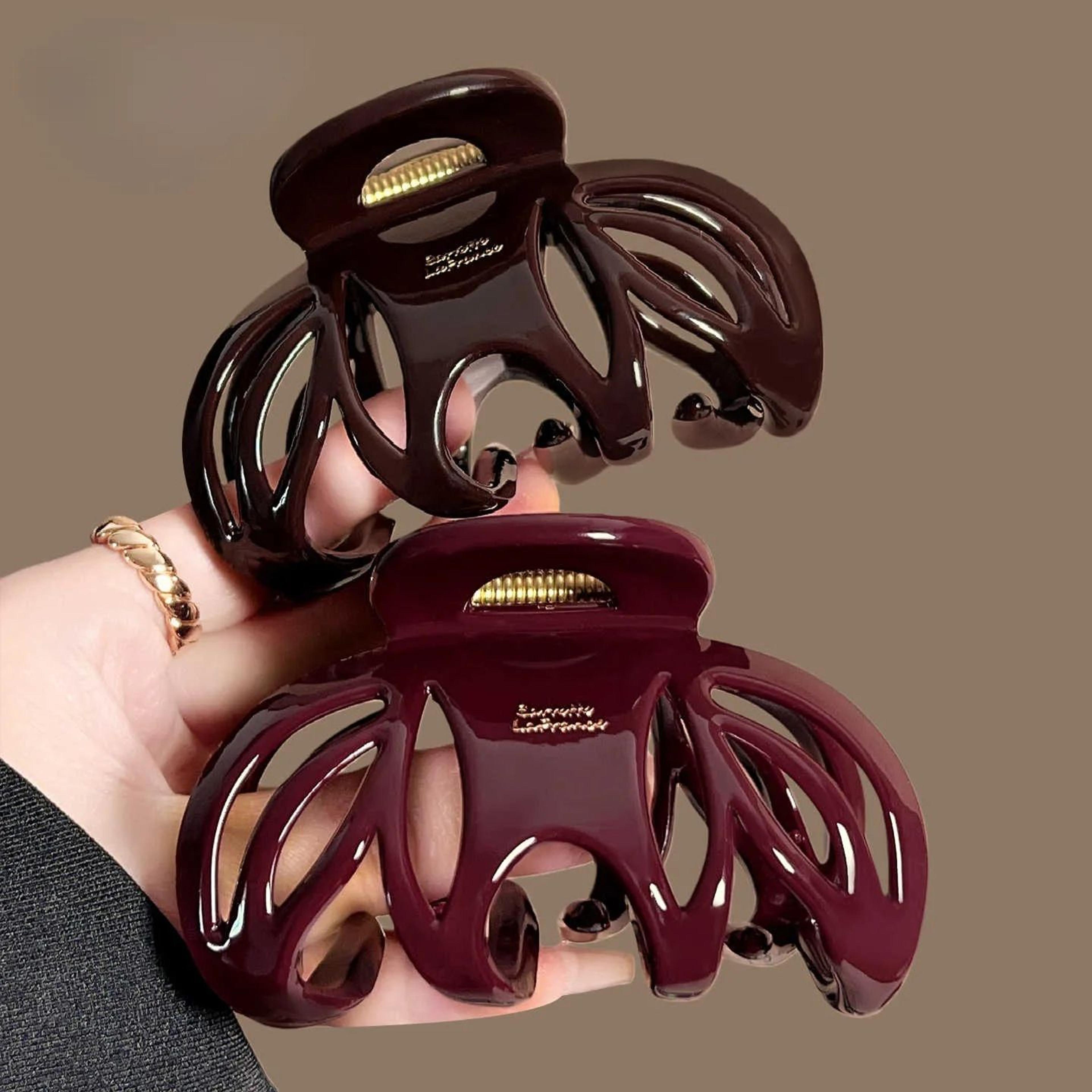vintage pumpkin large hair claw clip for women